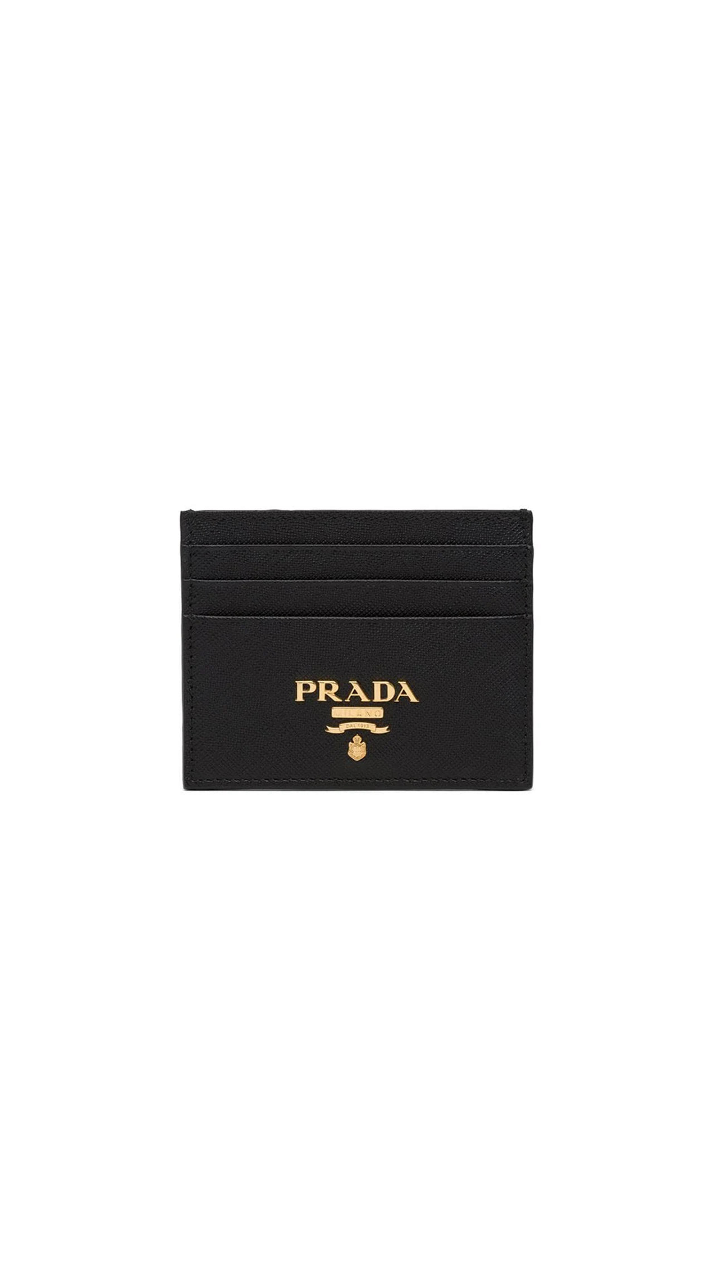 Saffiano Leather Card Holder - Black