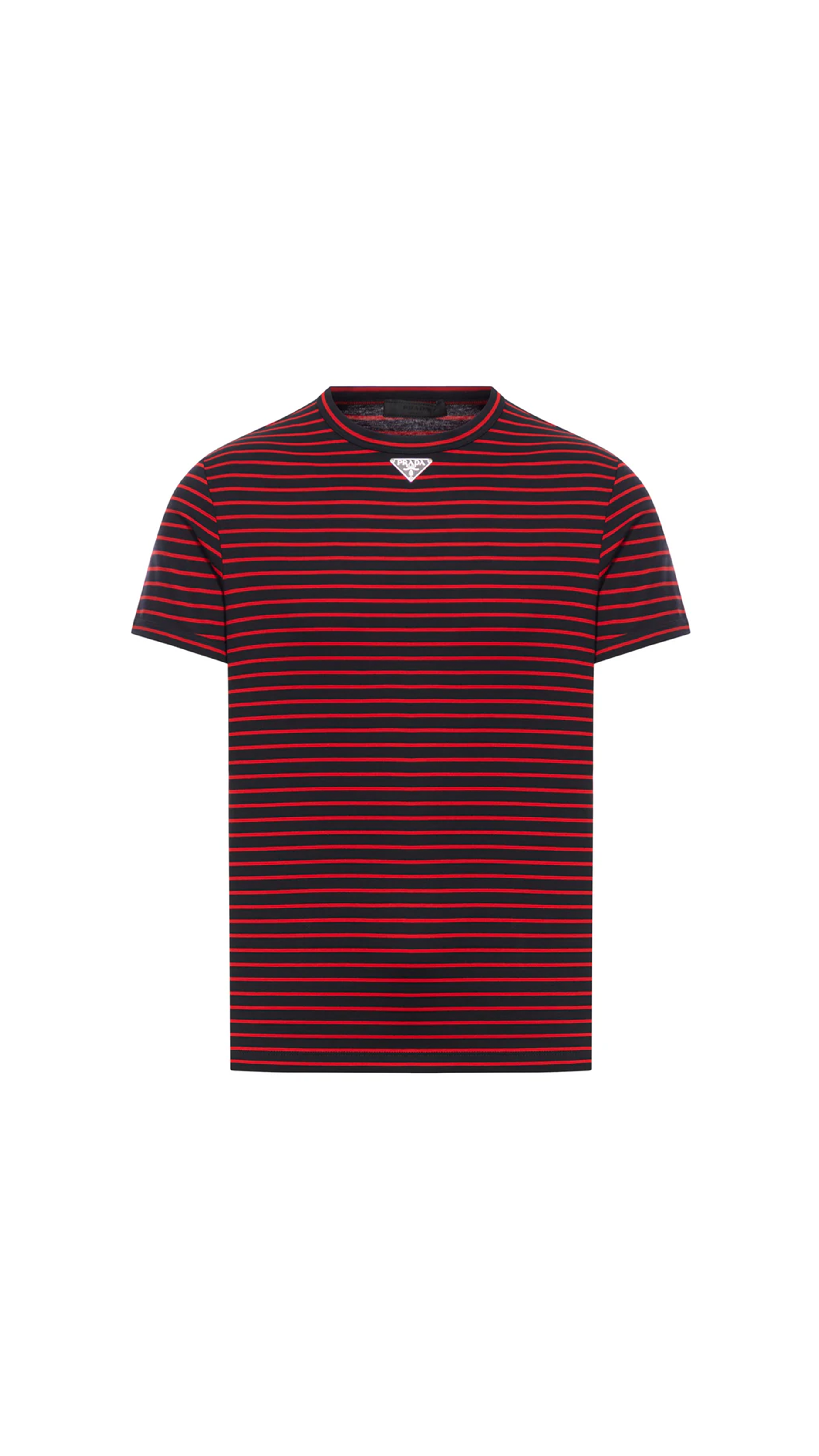 Striped Cotton T-shirt - Black/Red