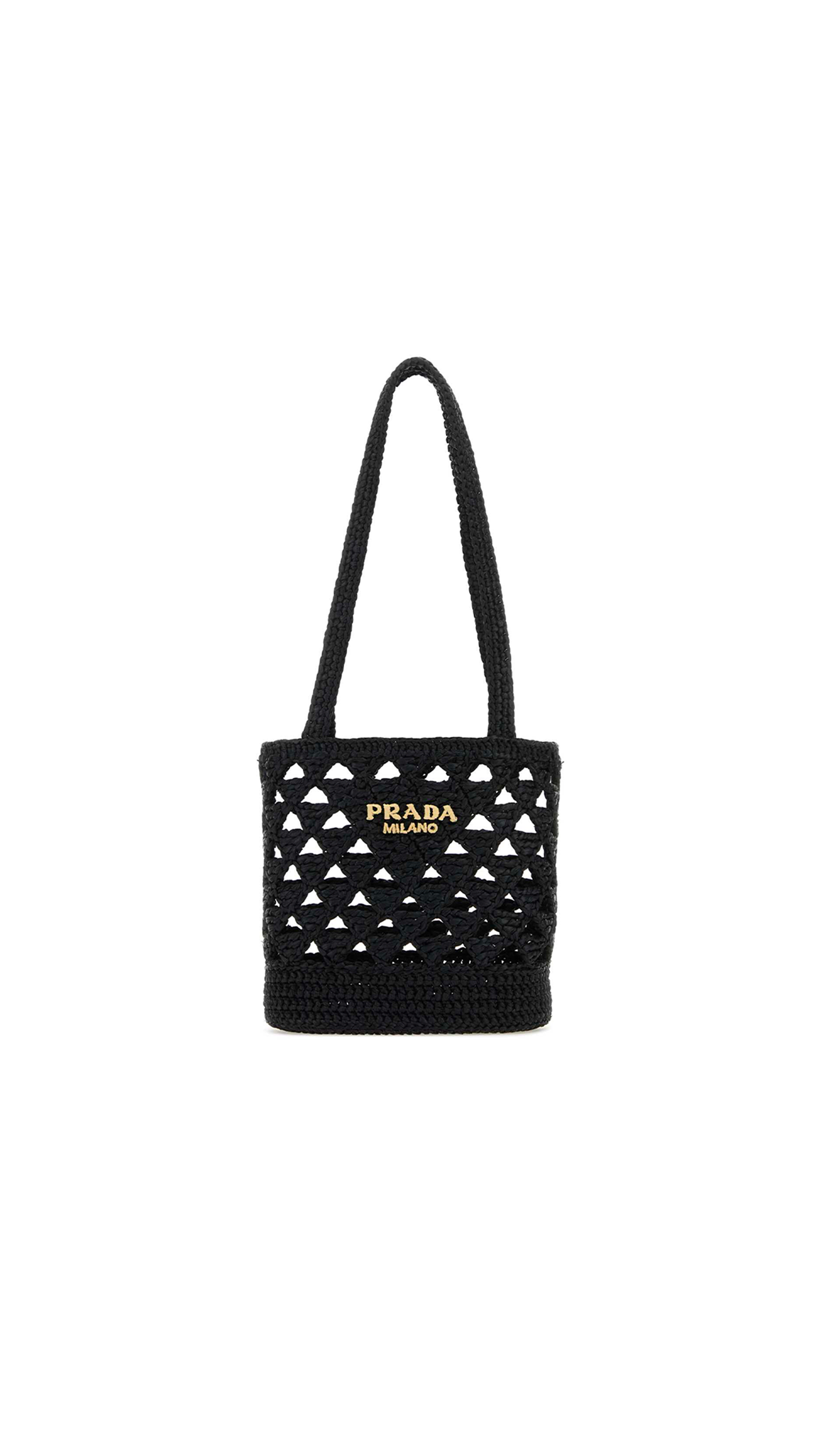 Prada Symbole Crochet Mini Tote - Black