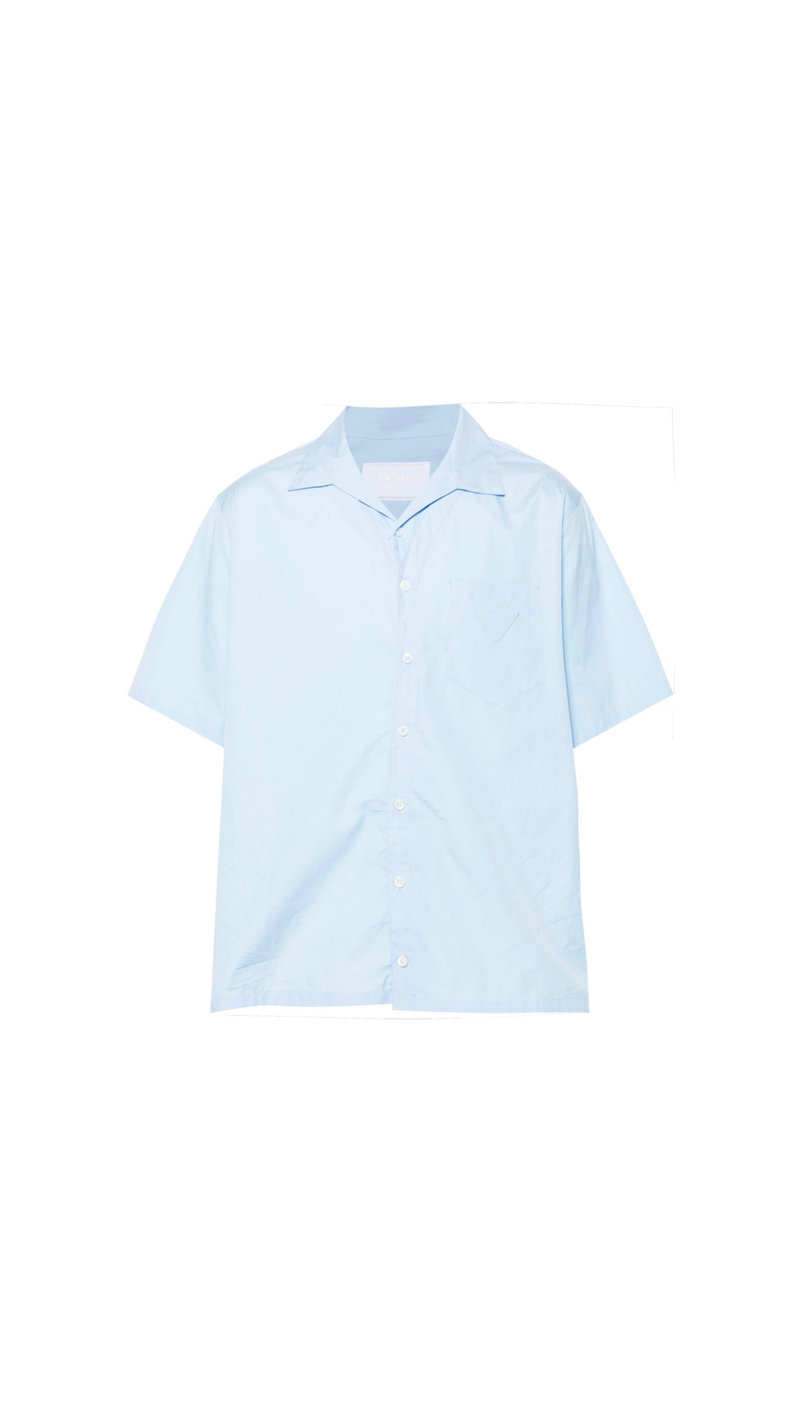 Short Sleeves Popeline Shirt - Light Blue