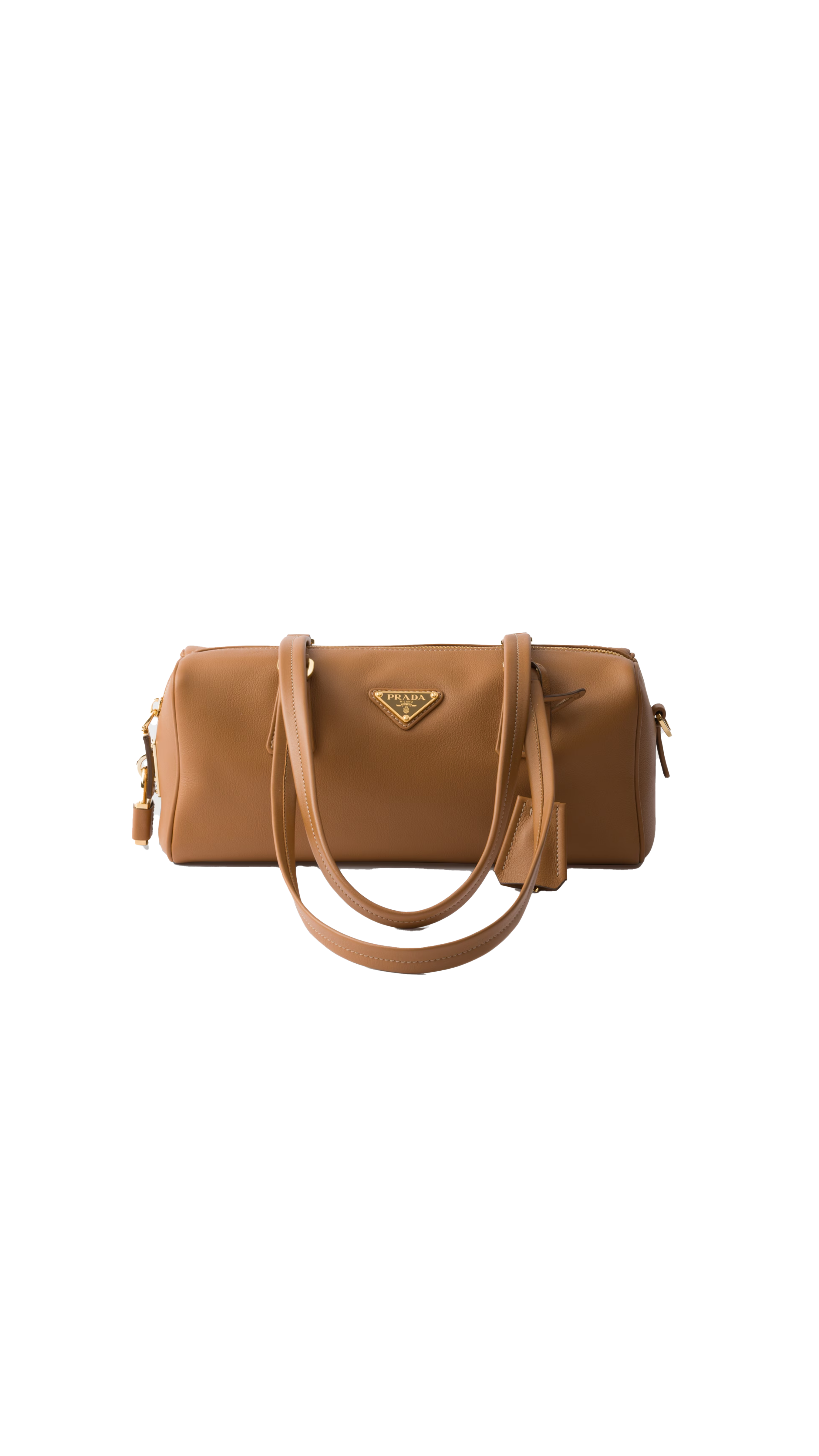 Medium Leather Top-handle Bag With Padlock - Caramel