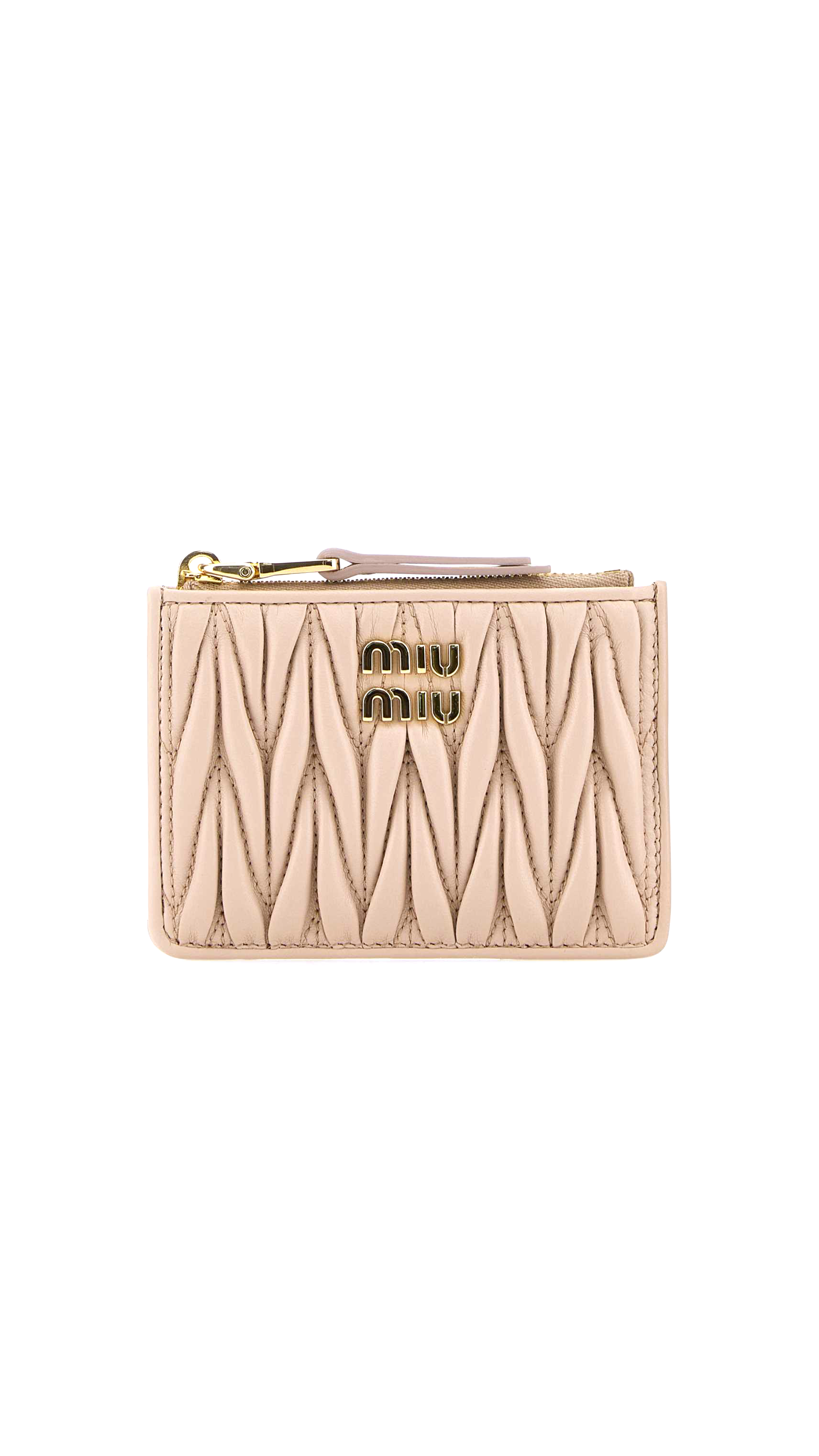 Matelassé Nappa Leather Card Holder - Powder Pink