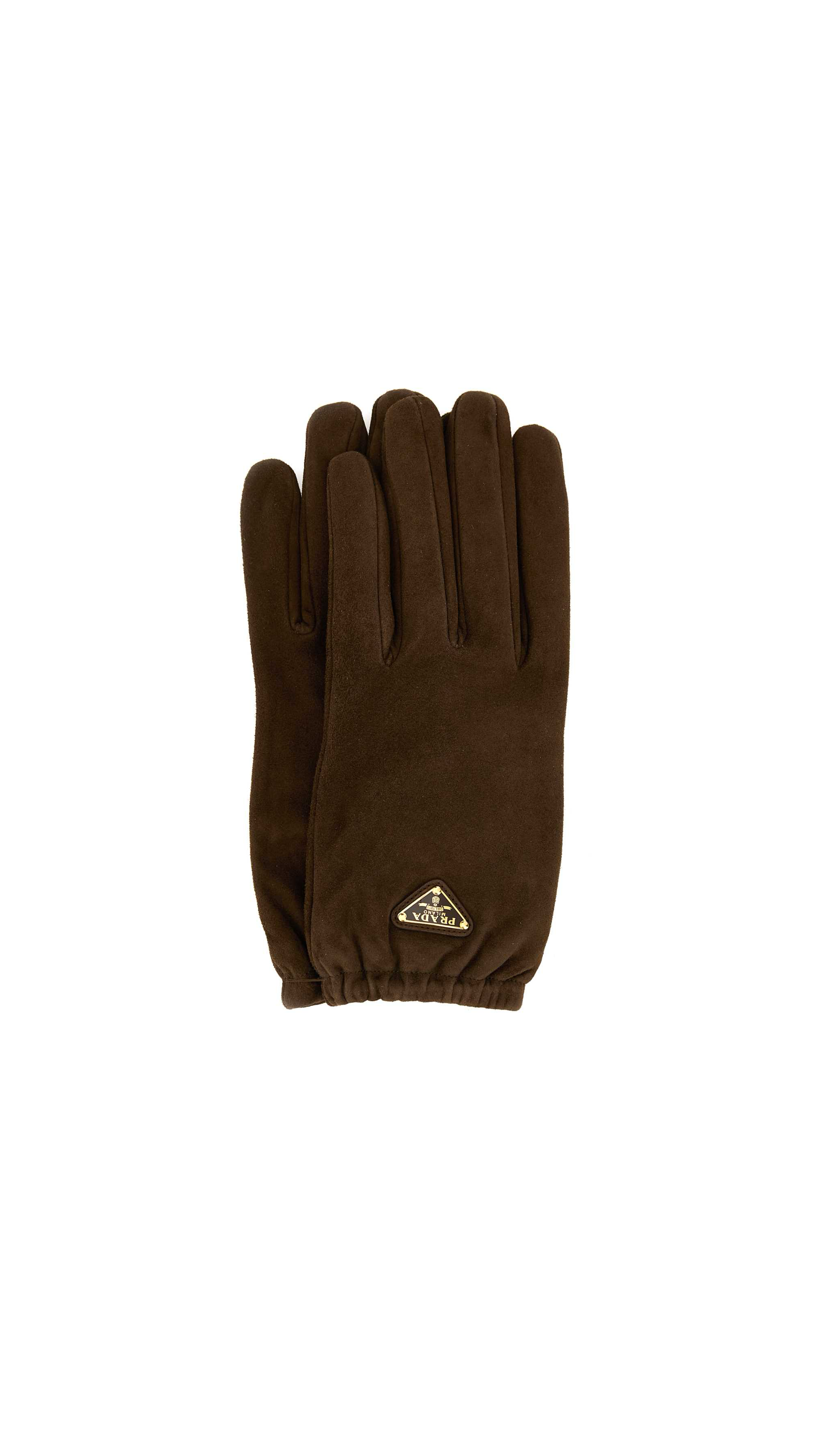 Prada Logo Gloves - Cacao