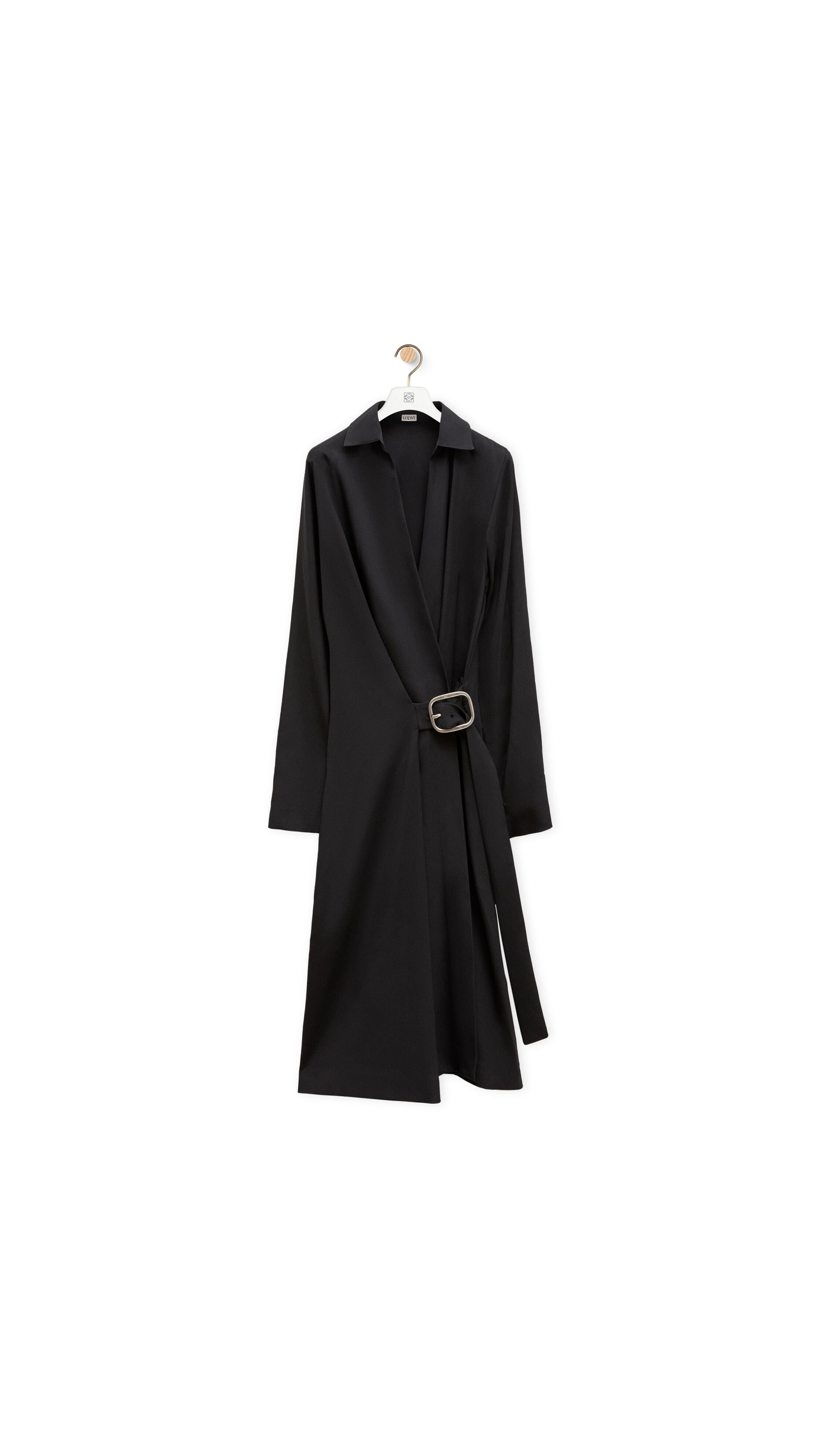 Belted Dress In Stretch Viscose - Black