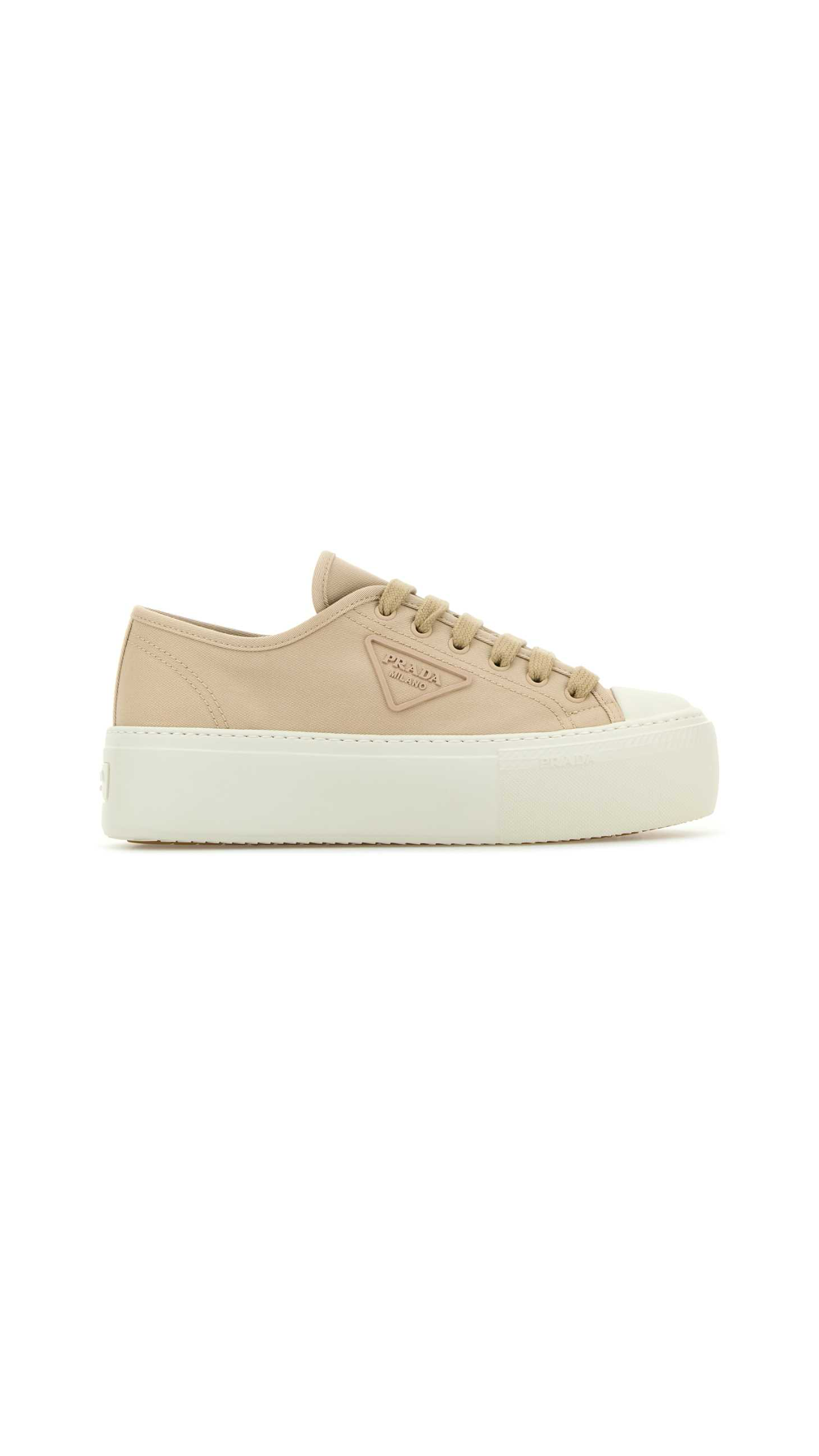 Laced Fabric Sneakers - Beige