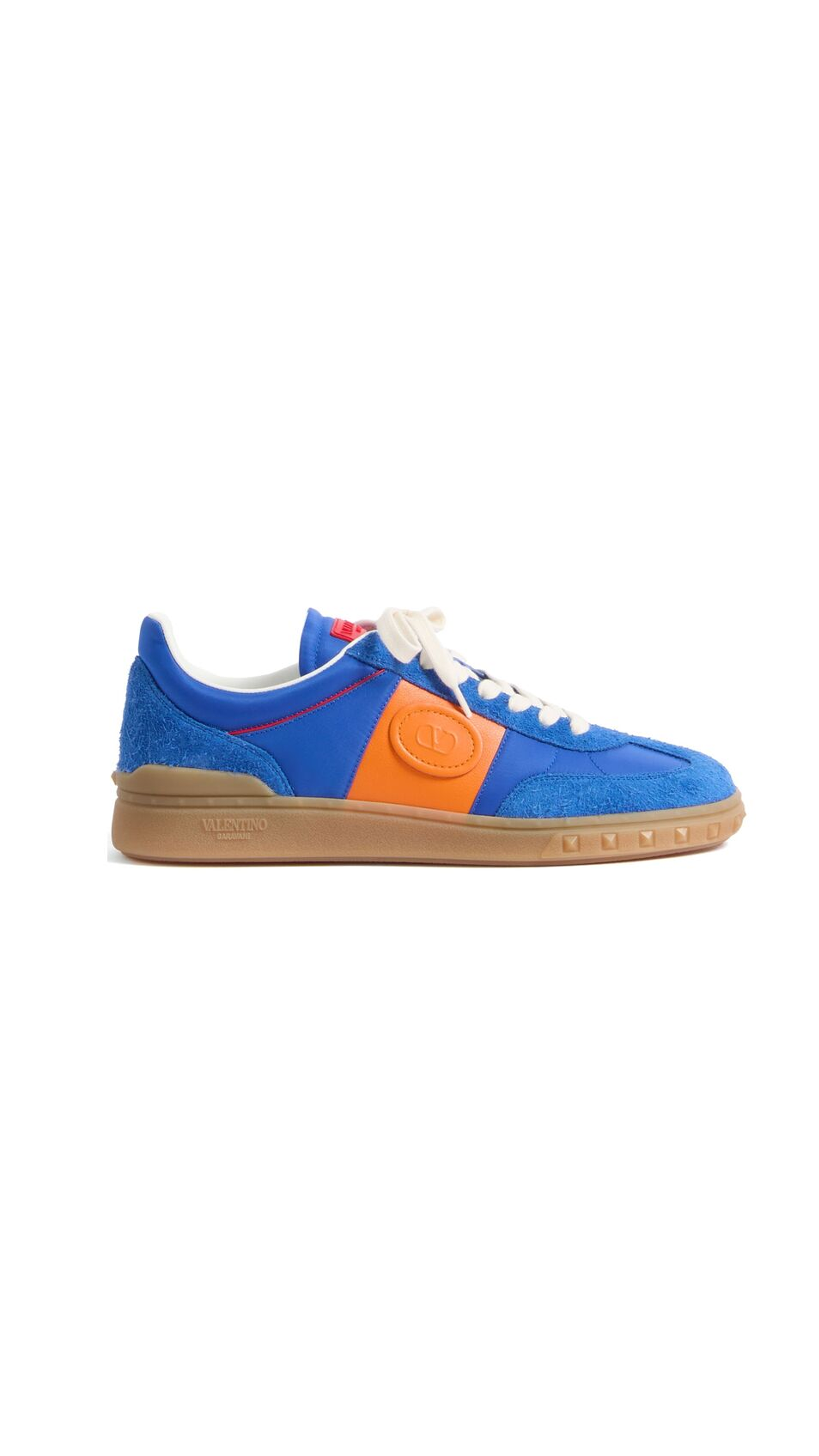 Upvillage Low Top Sneaker In Crust Leather And Nylon - Acid Bluette