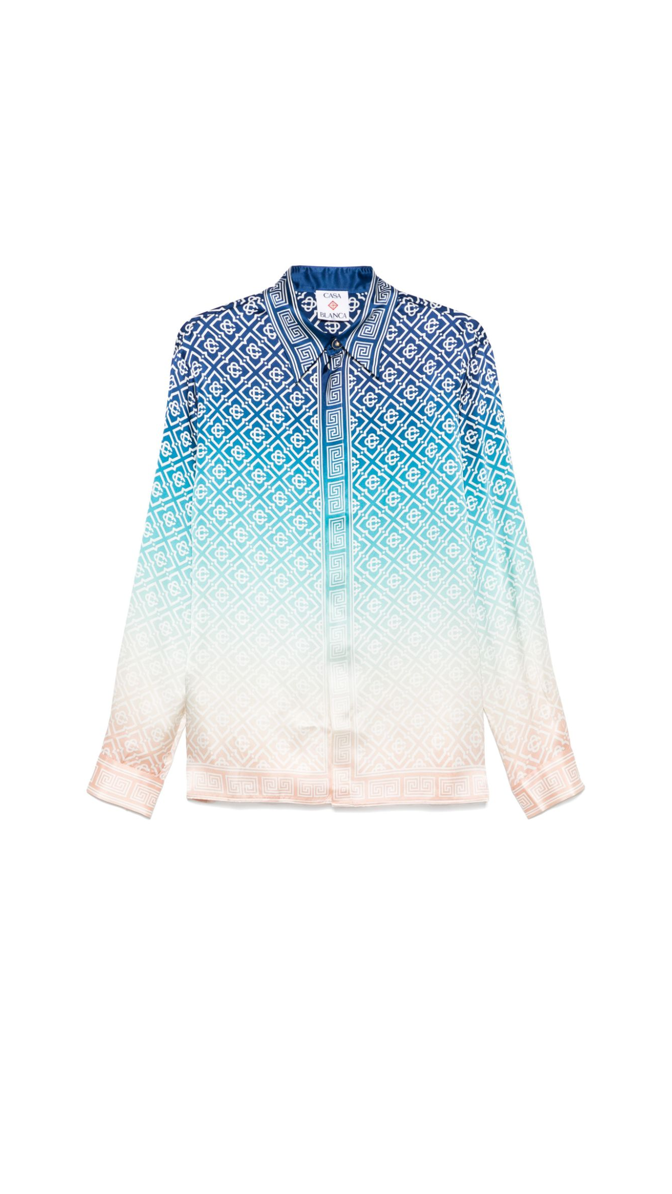 Jacquard Gradient Silk Shirt - Gradient Blue