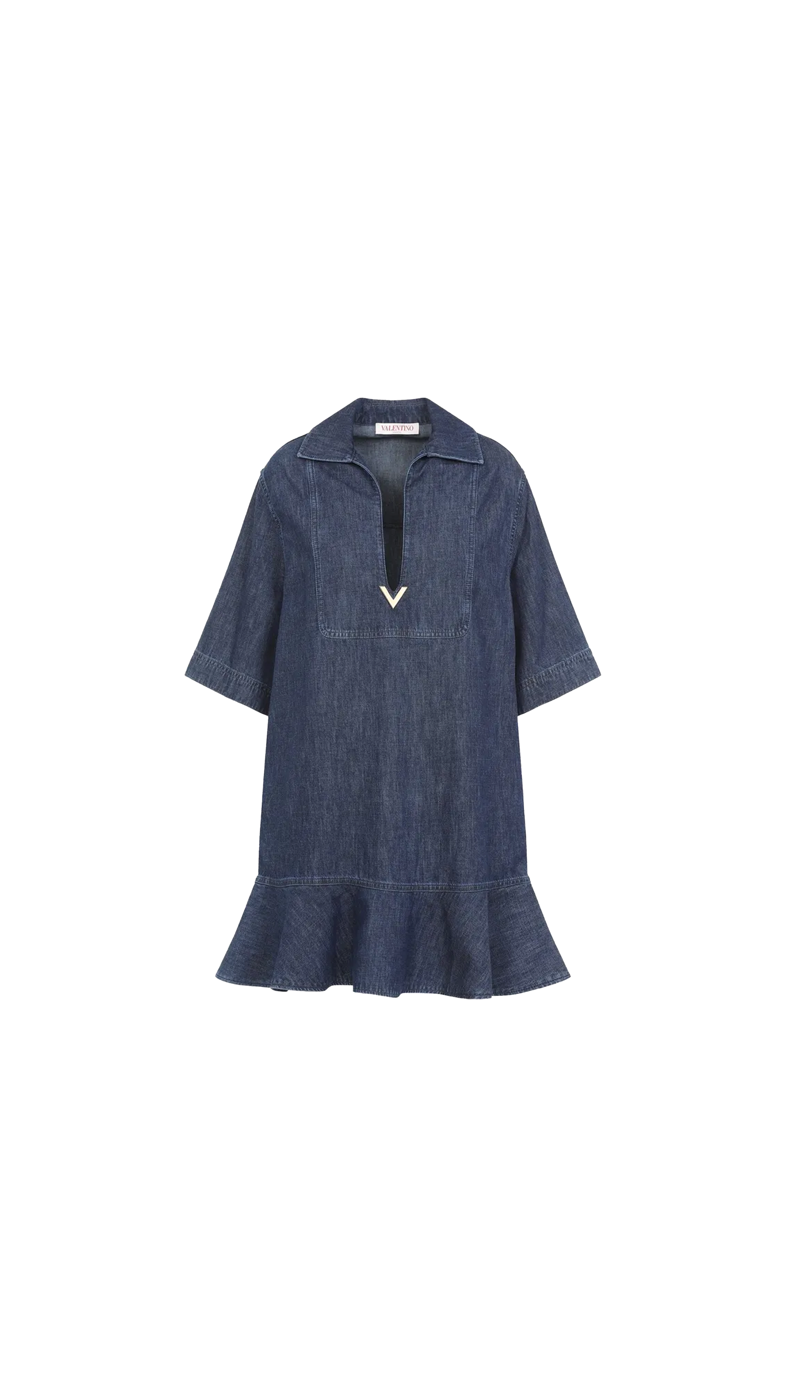 signature v polo dress in denim - Blue