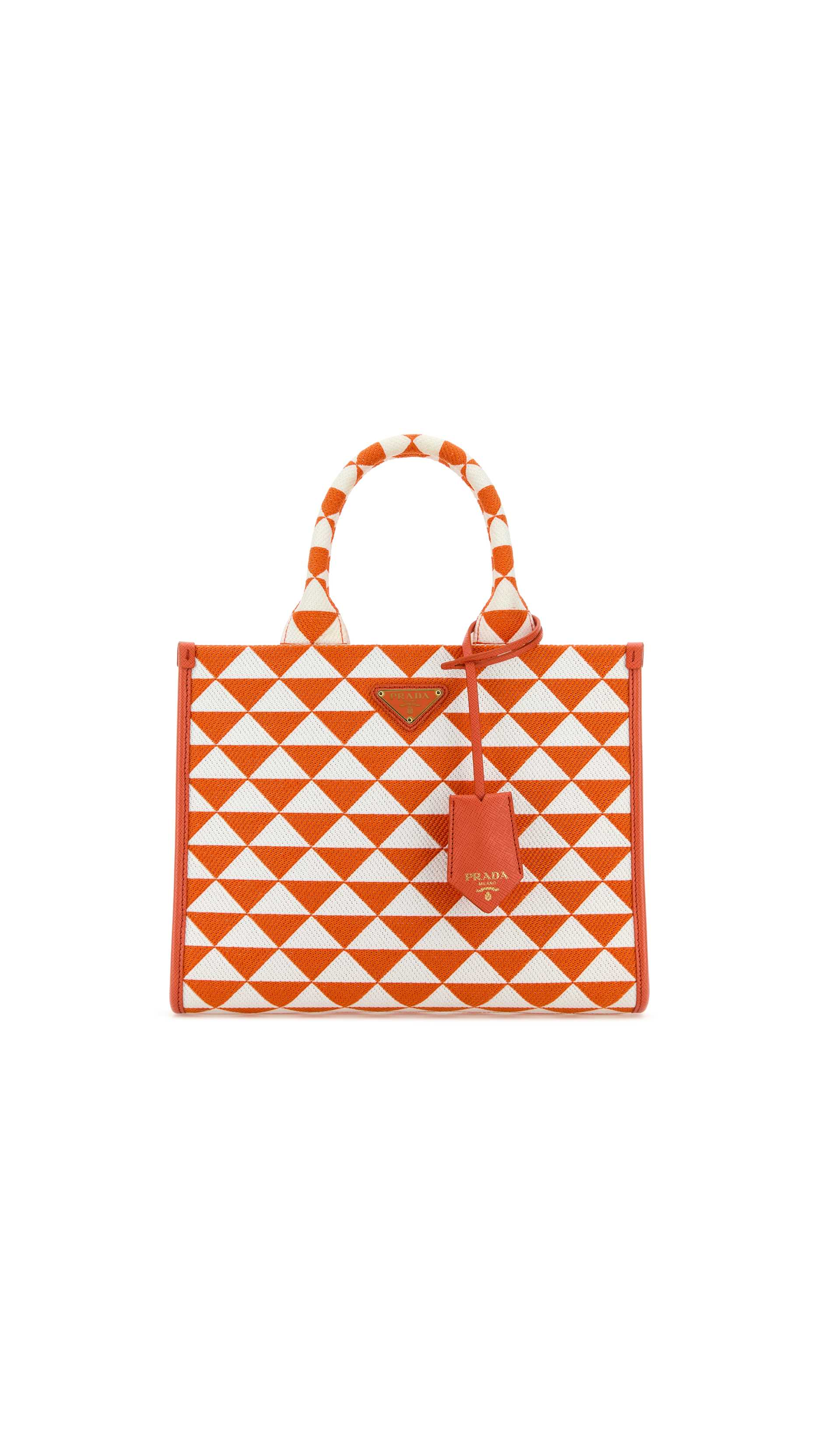 Small Prada Symbole Embroidered Fabric Handbag - Orange