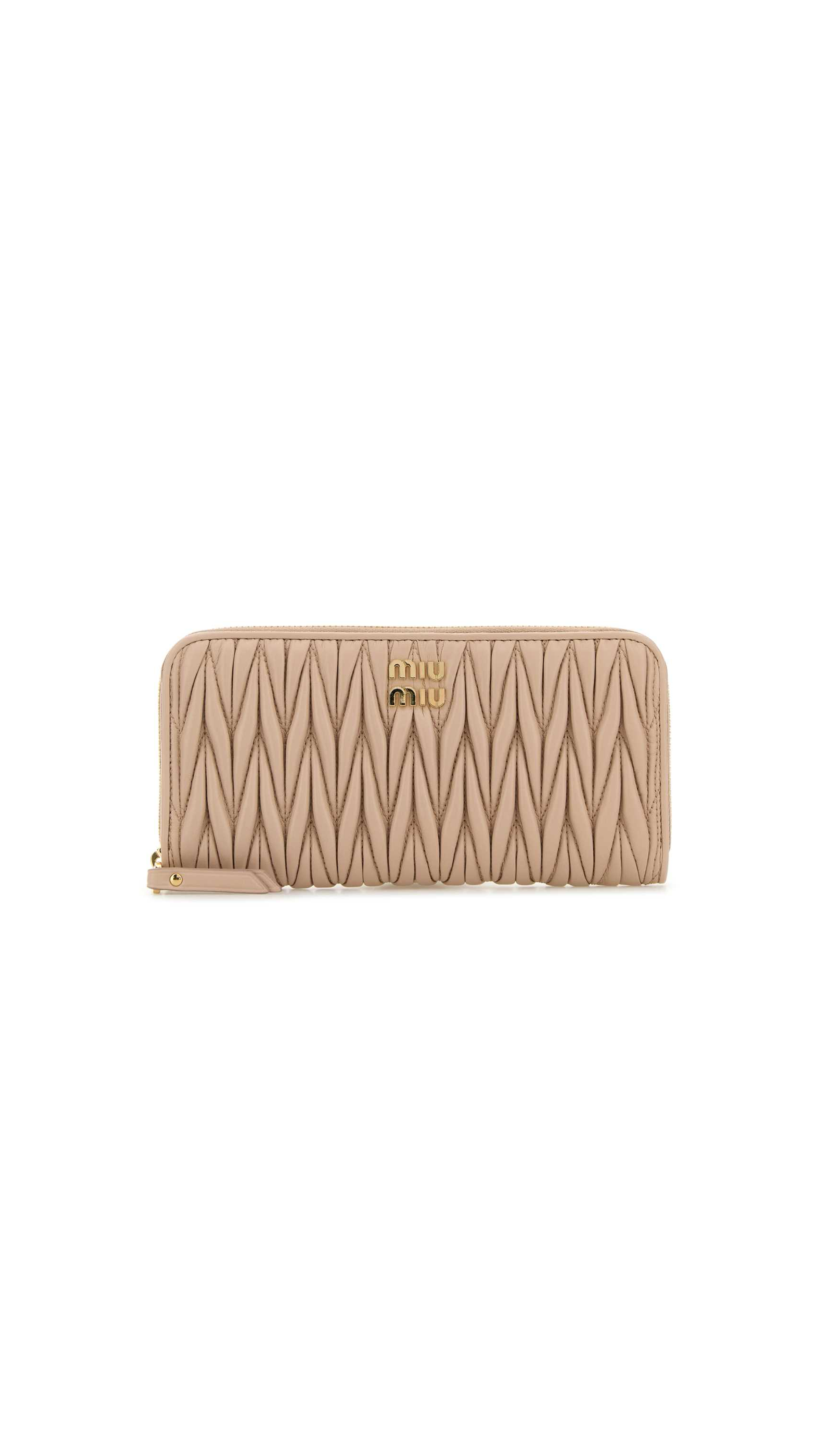 Large Matelassé Nappa Leather Wallet - Powder Pink