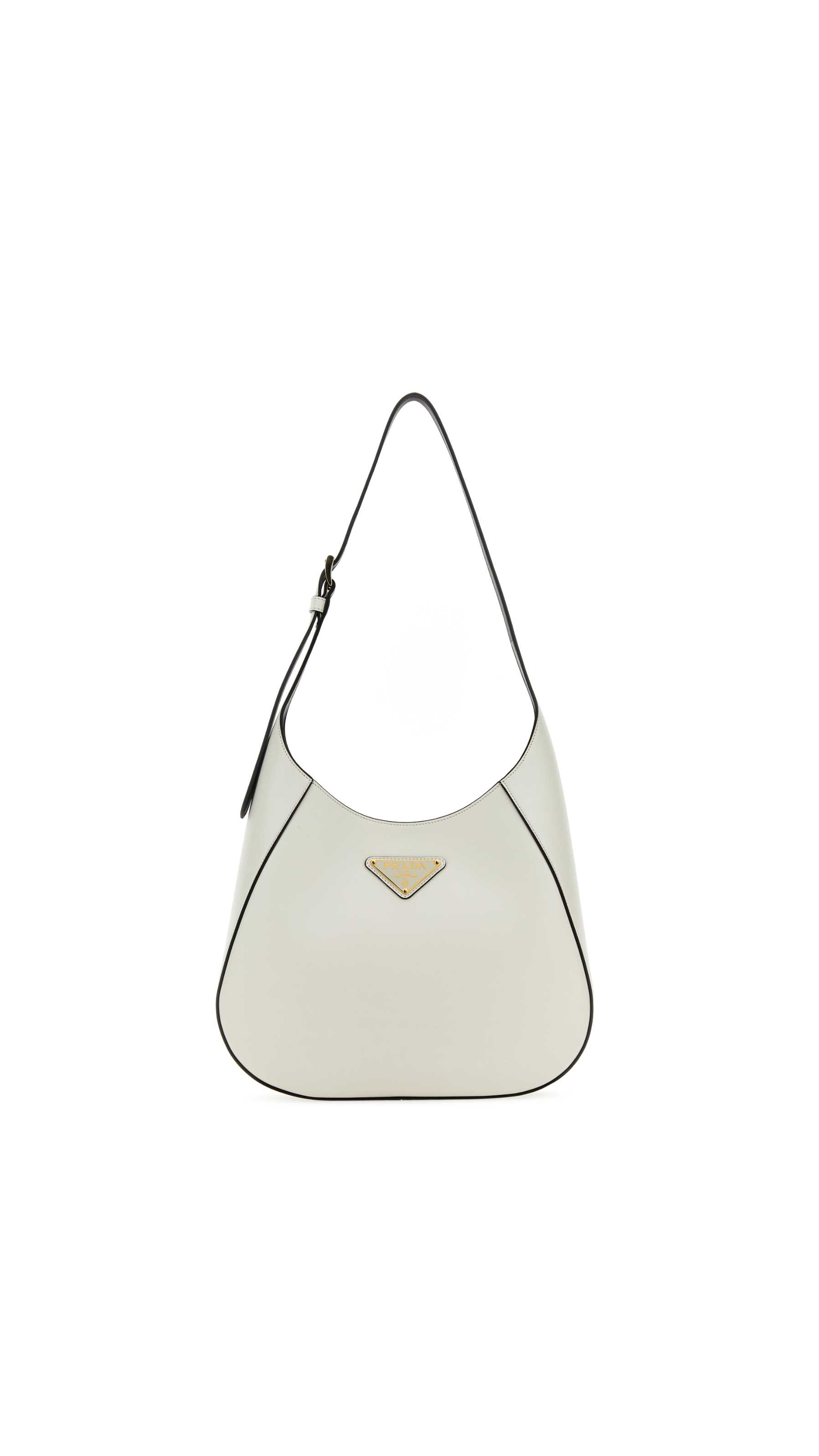 Logo Plaque Medium Hobo Bag - White