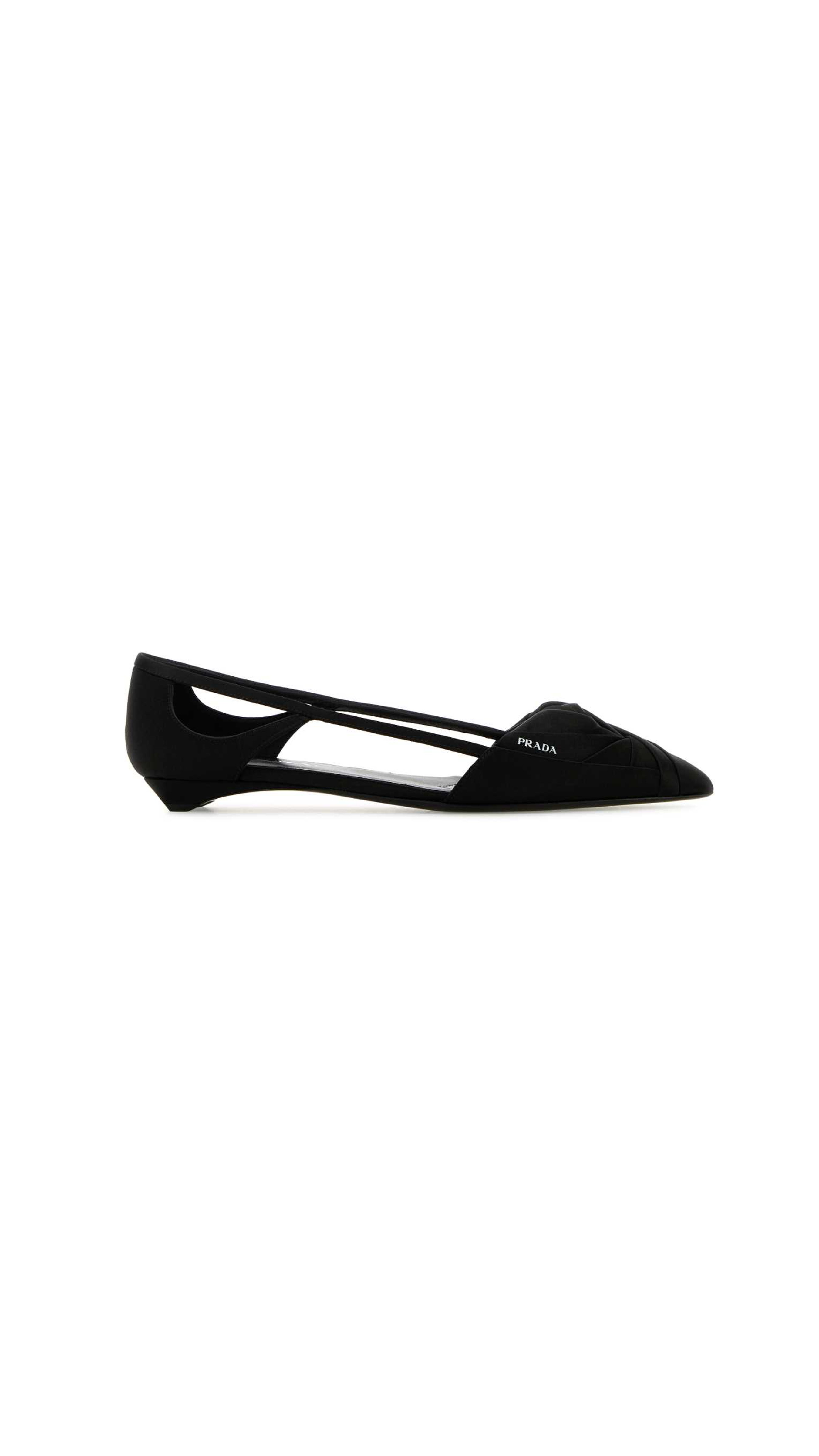 Satin Cut-out Ballerinas - Black