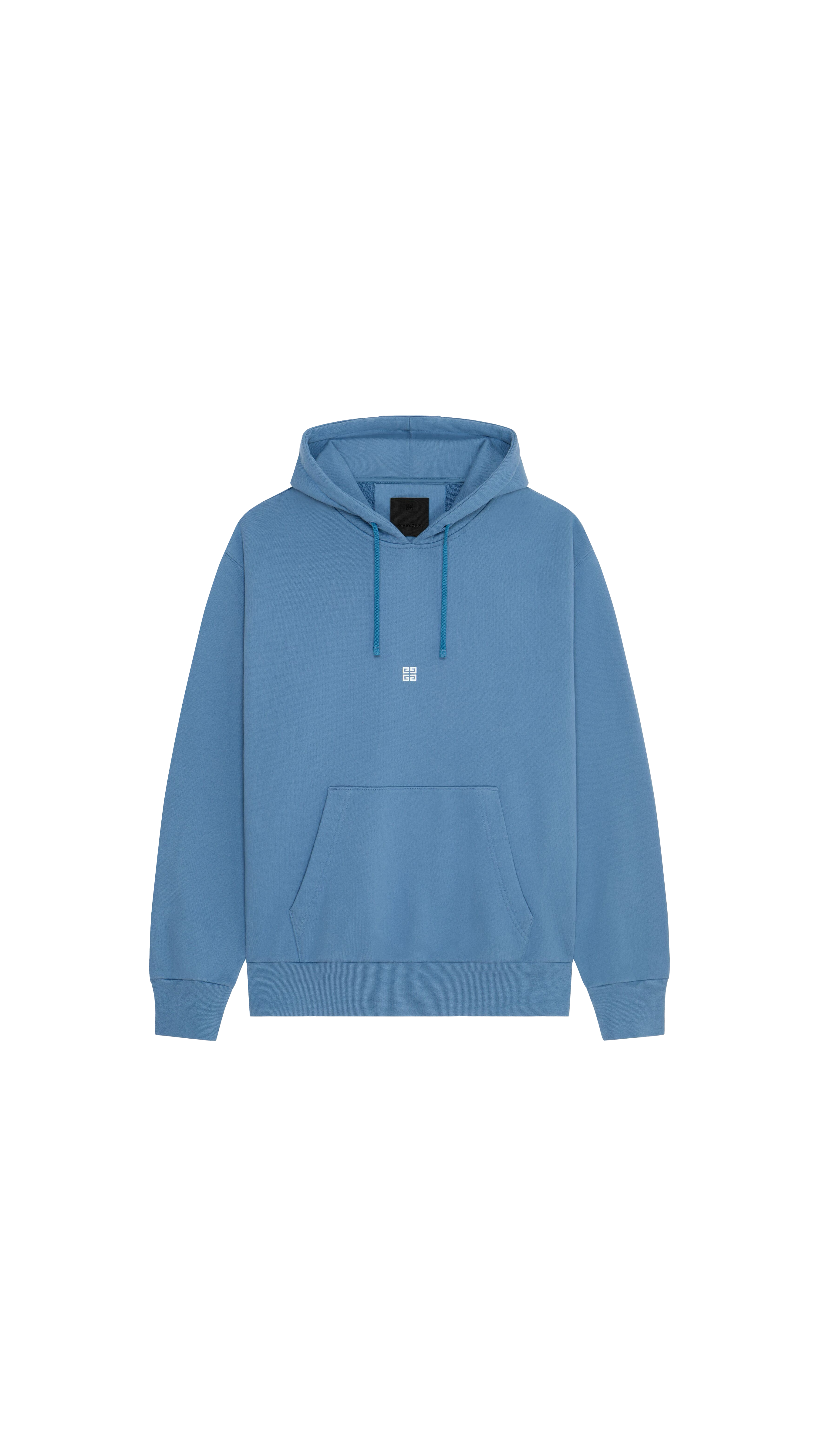 Boxy Fit Hoodie In Fleece With 4g Detail - Blue