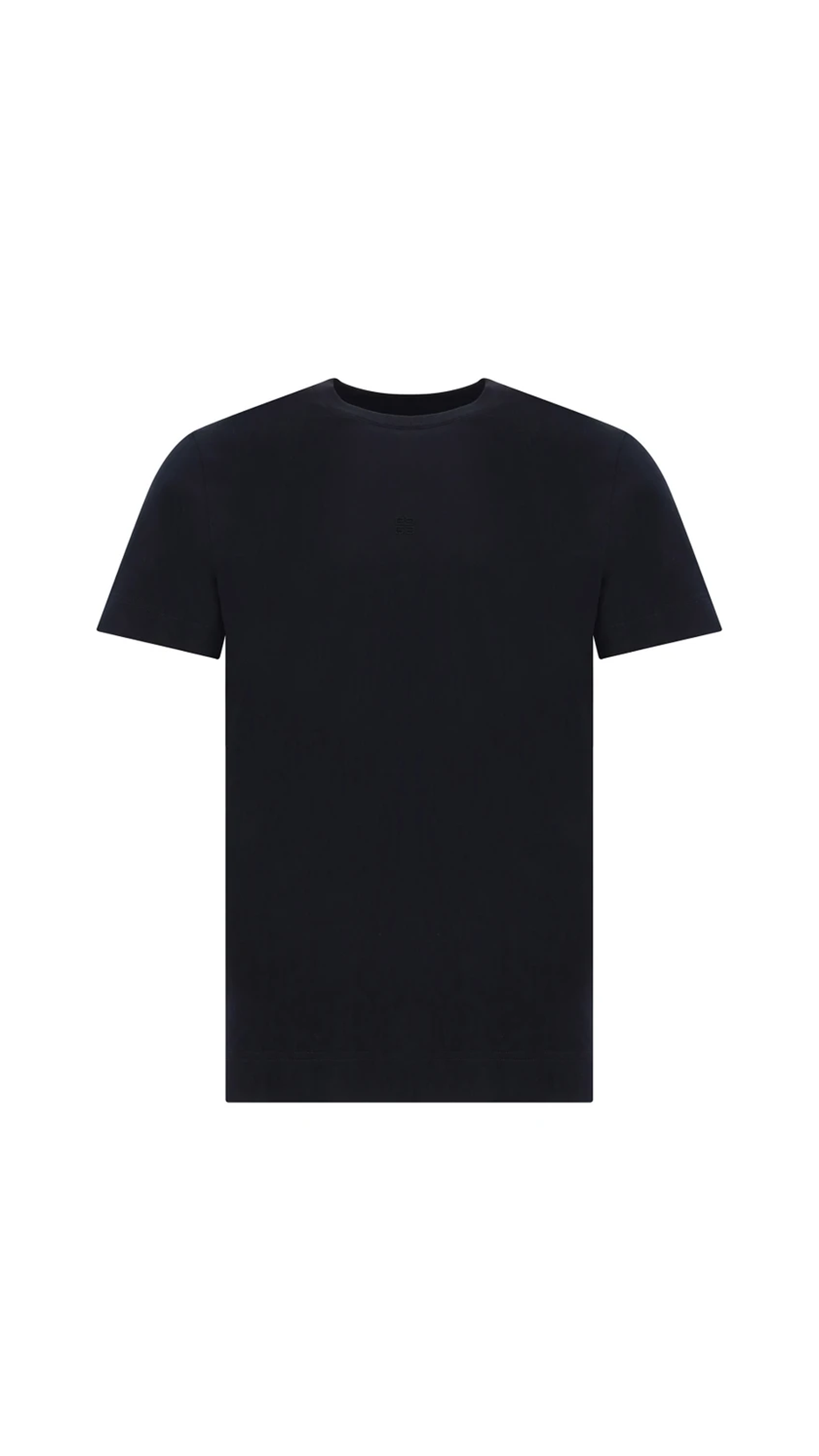 White Cotton Slim T-Shirt With 4G Embroidery - Black