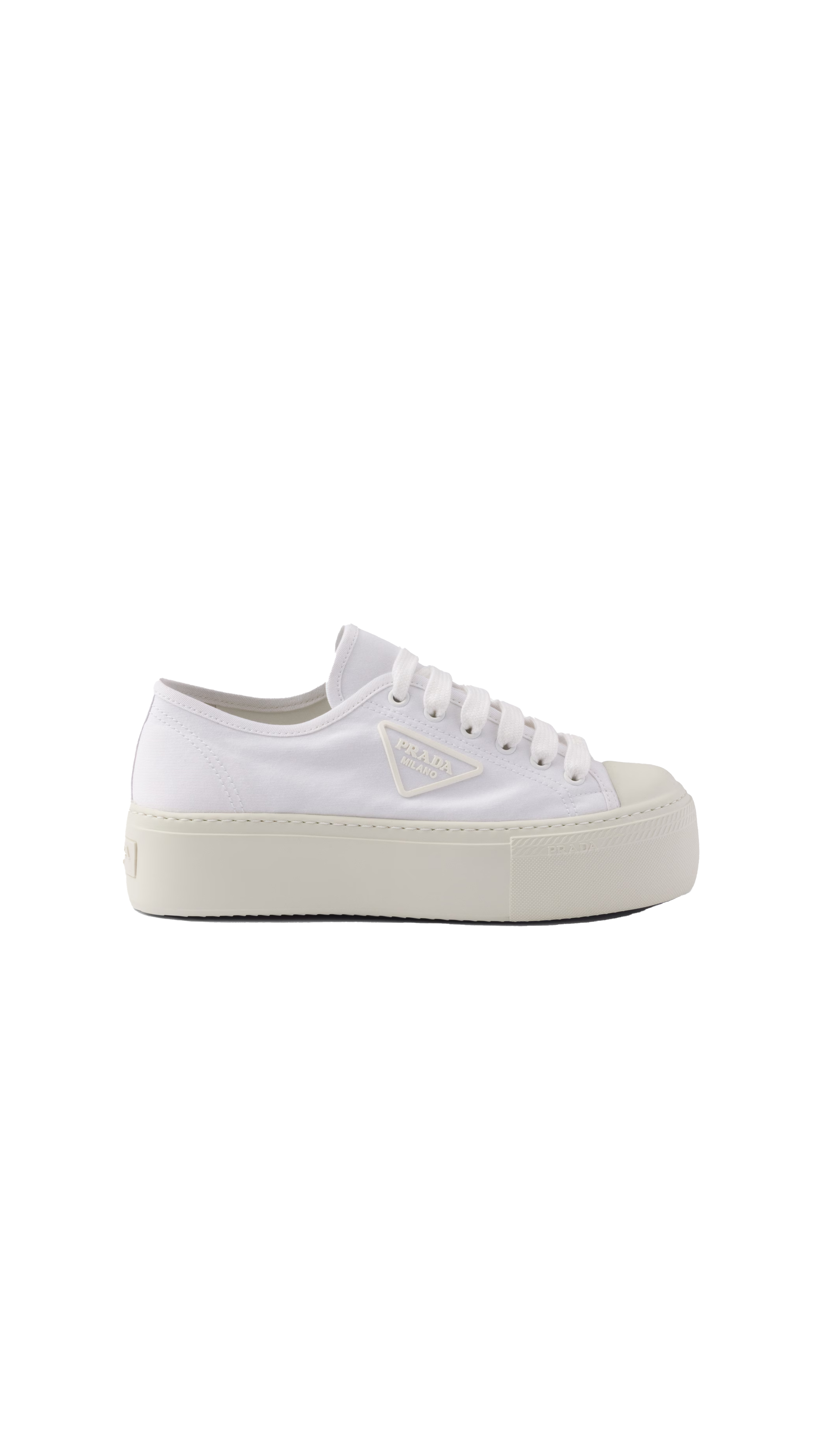 Laced Fabric Sneakers - White