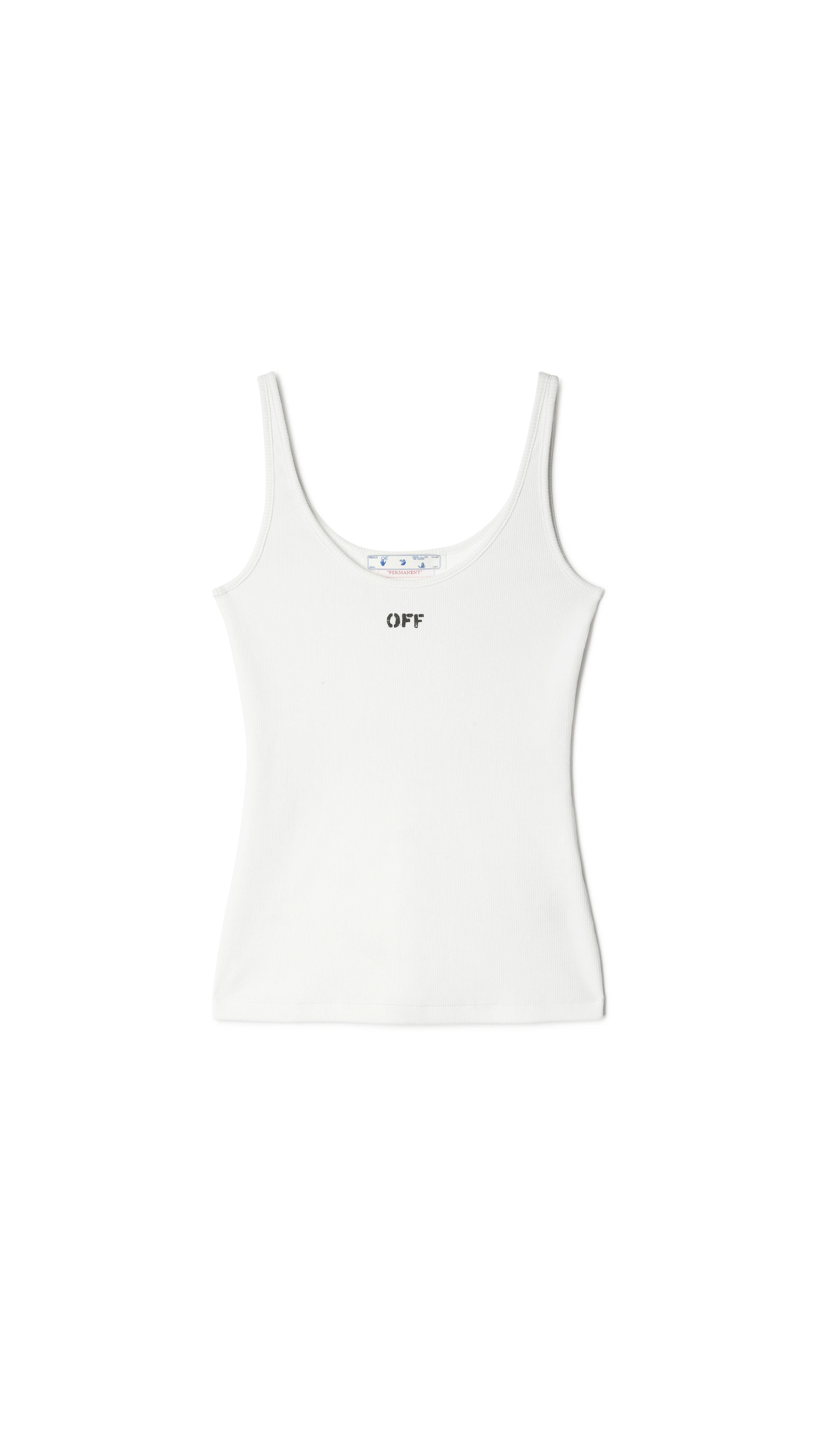 Off Stamp Ribbed Tank Top - White