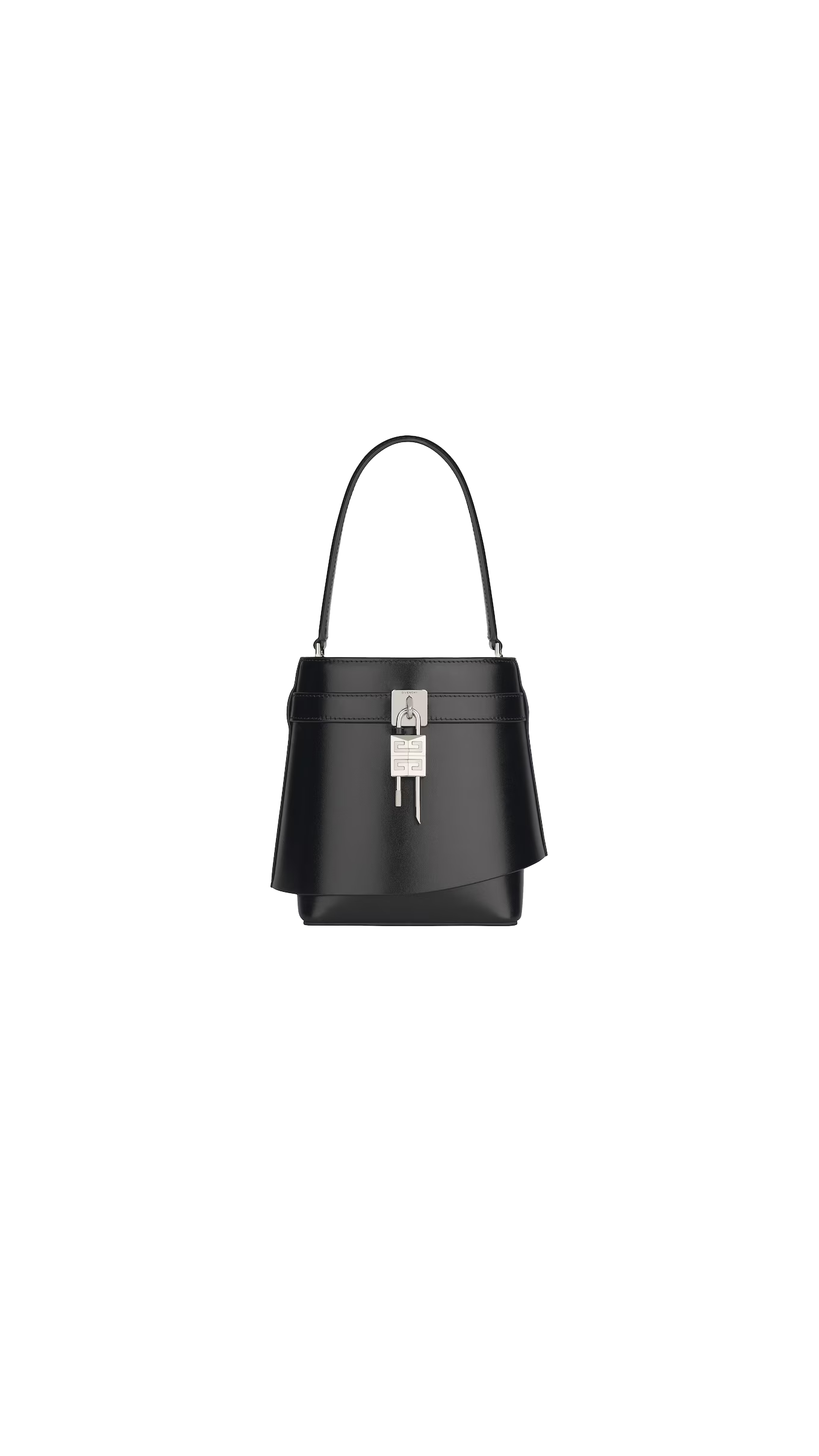 Shark Lock Bucket Bag in Box Leather - Black