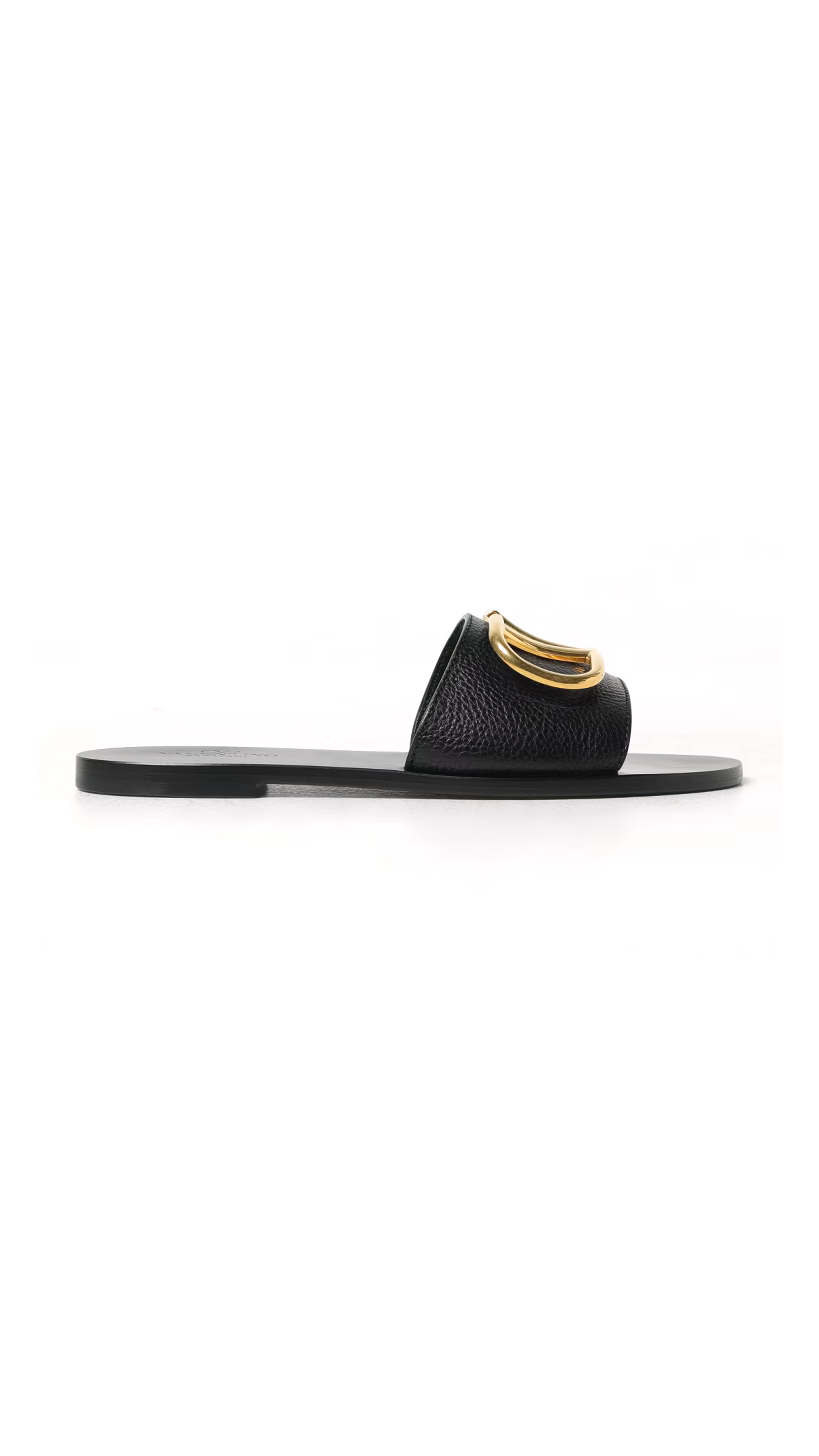 Go Logo Embellished Leather Slides  - Black