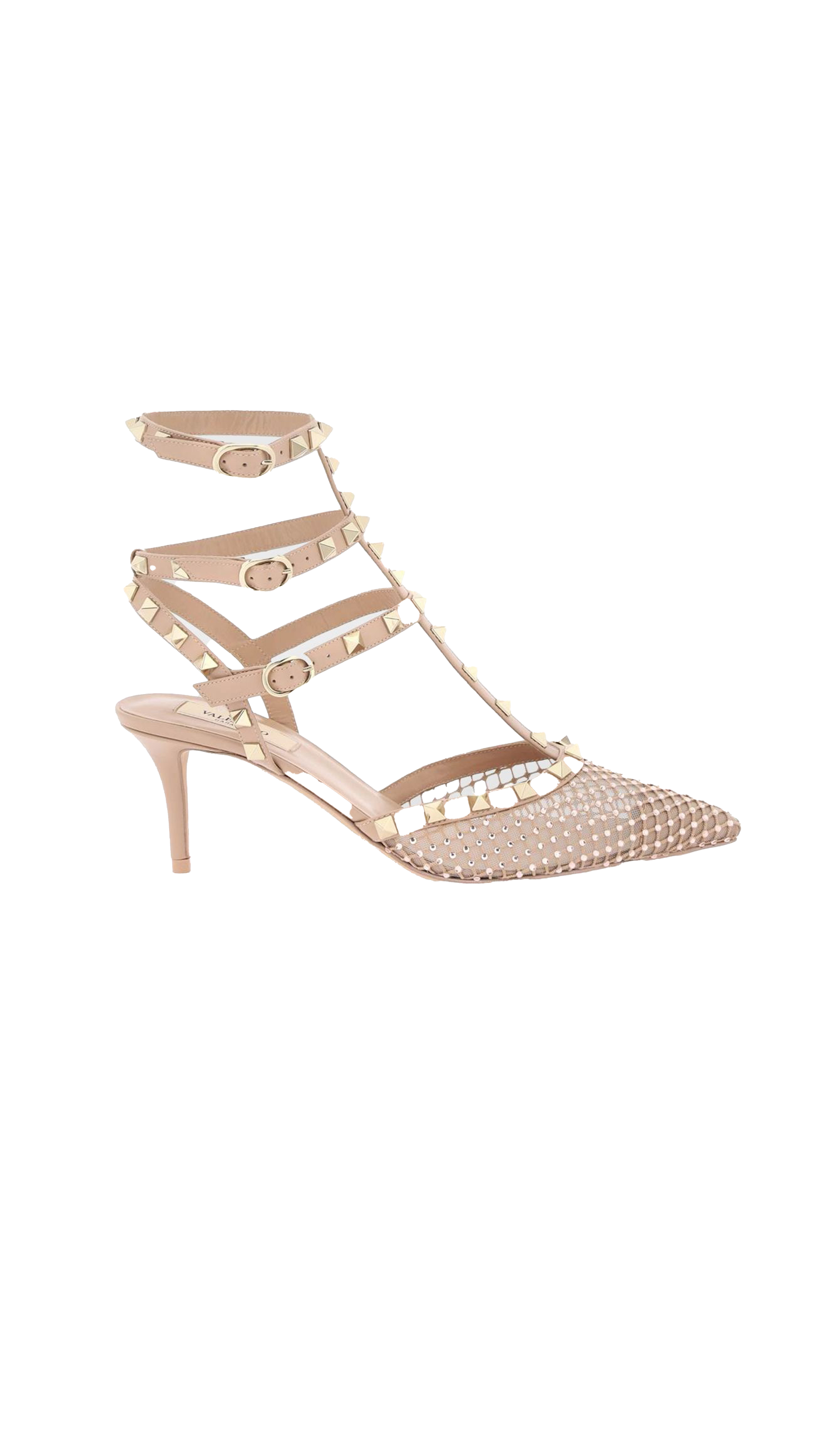 Mesh Rockstud Pumps - Pink