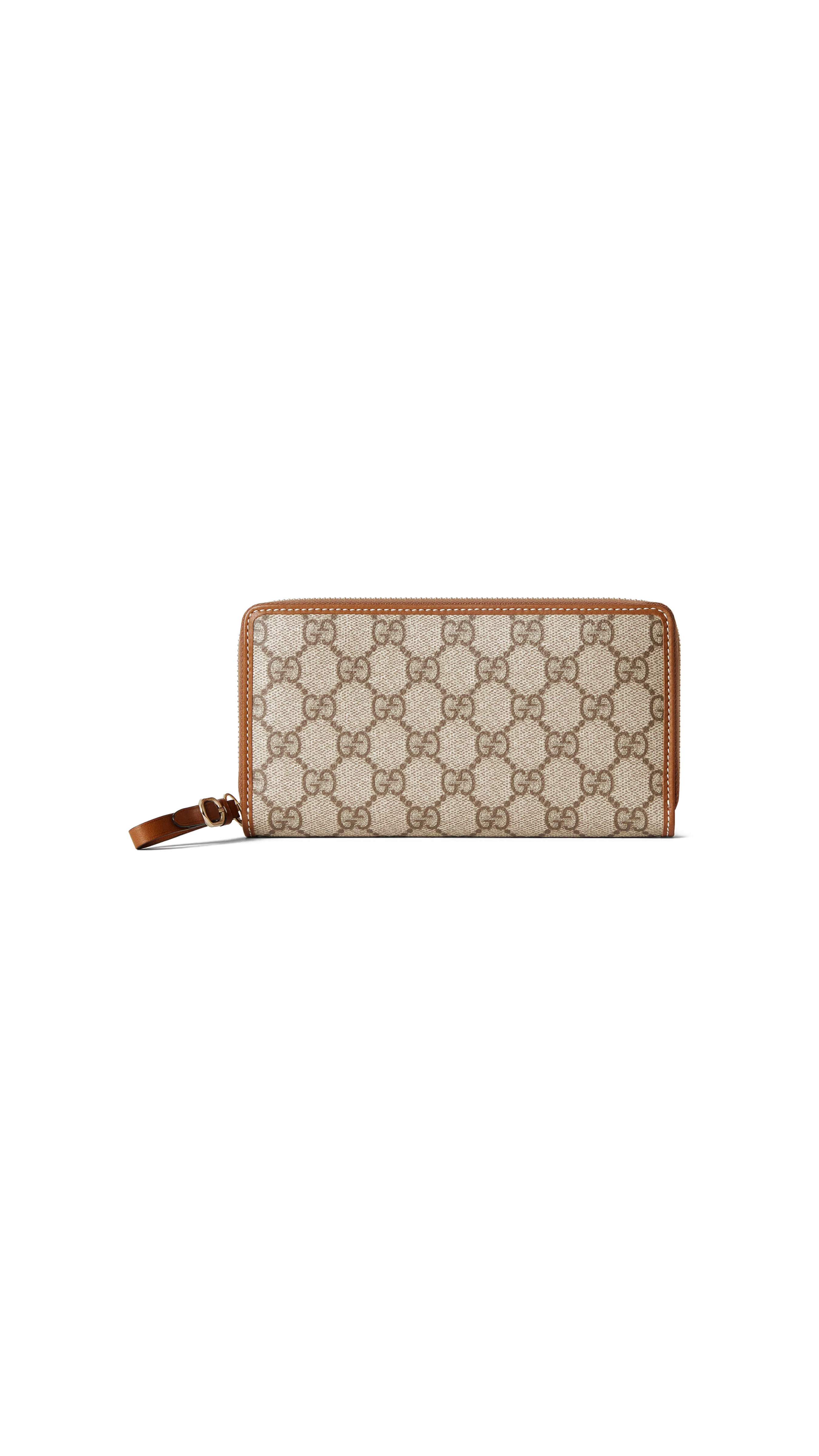 Gucci GG Emblem Zip Around Wallet - Brown