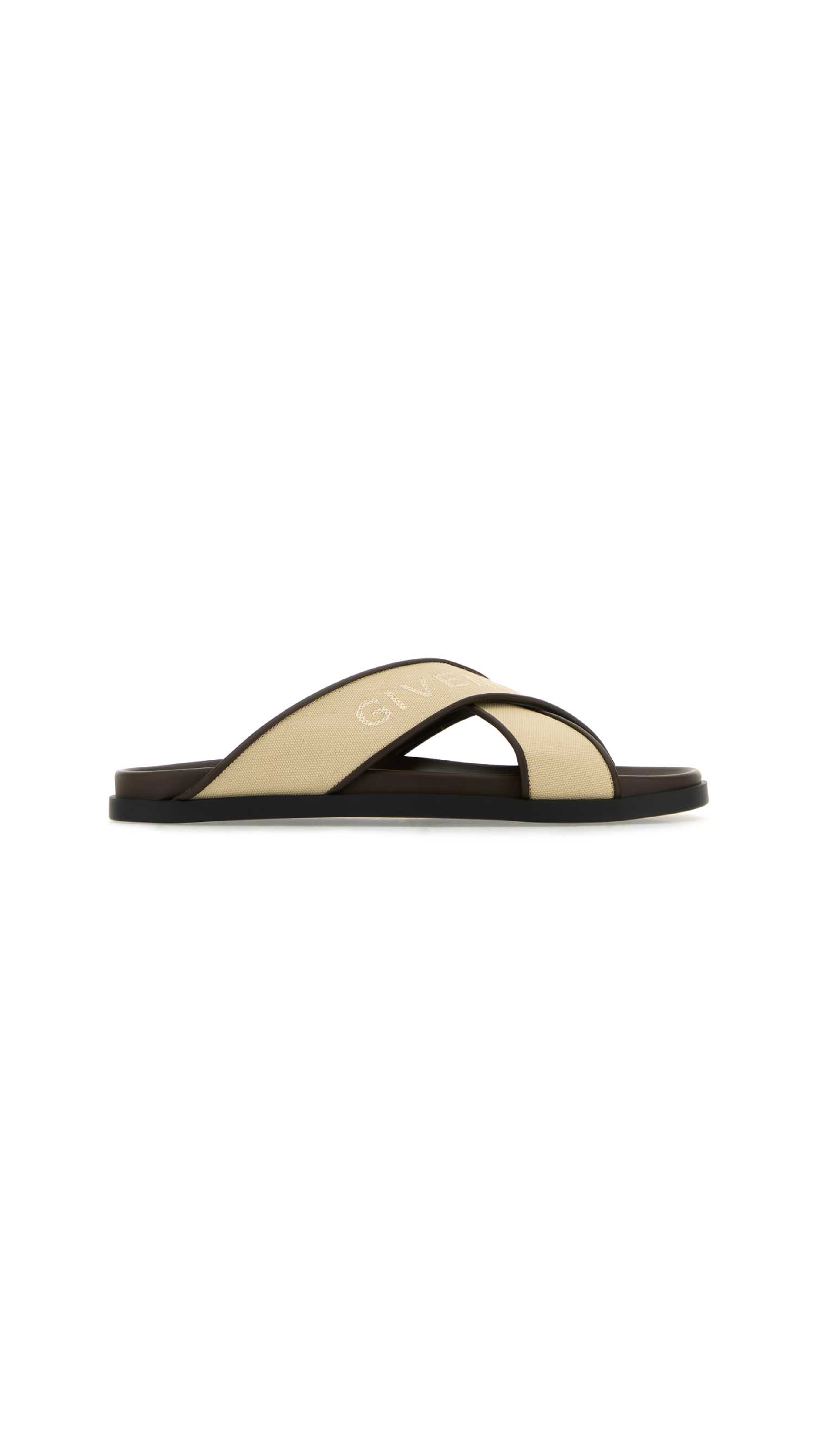 G Plage Flat Sandals In Canvas - Beige