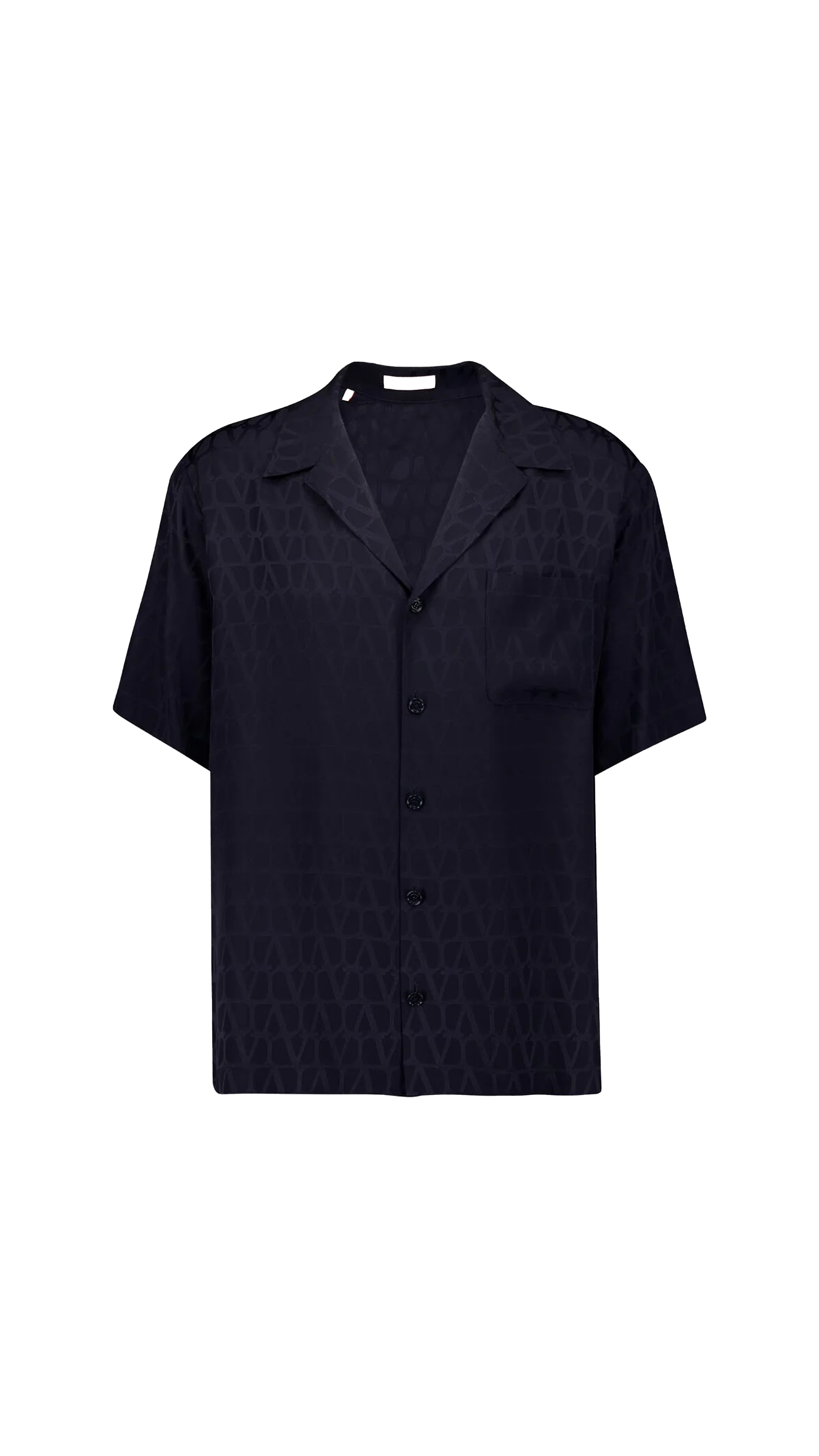 Silk Bowling Shirt With Toile Iconographe Pattern - Black