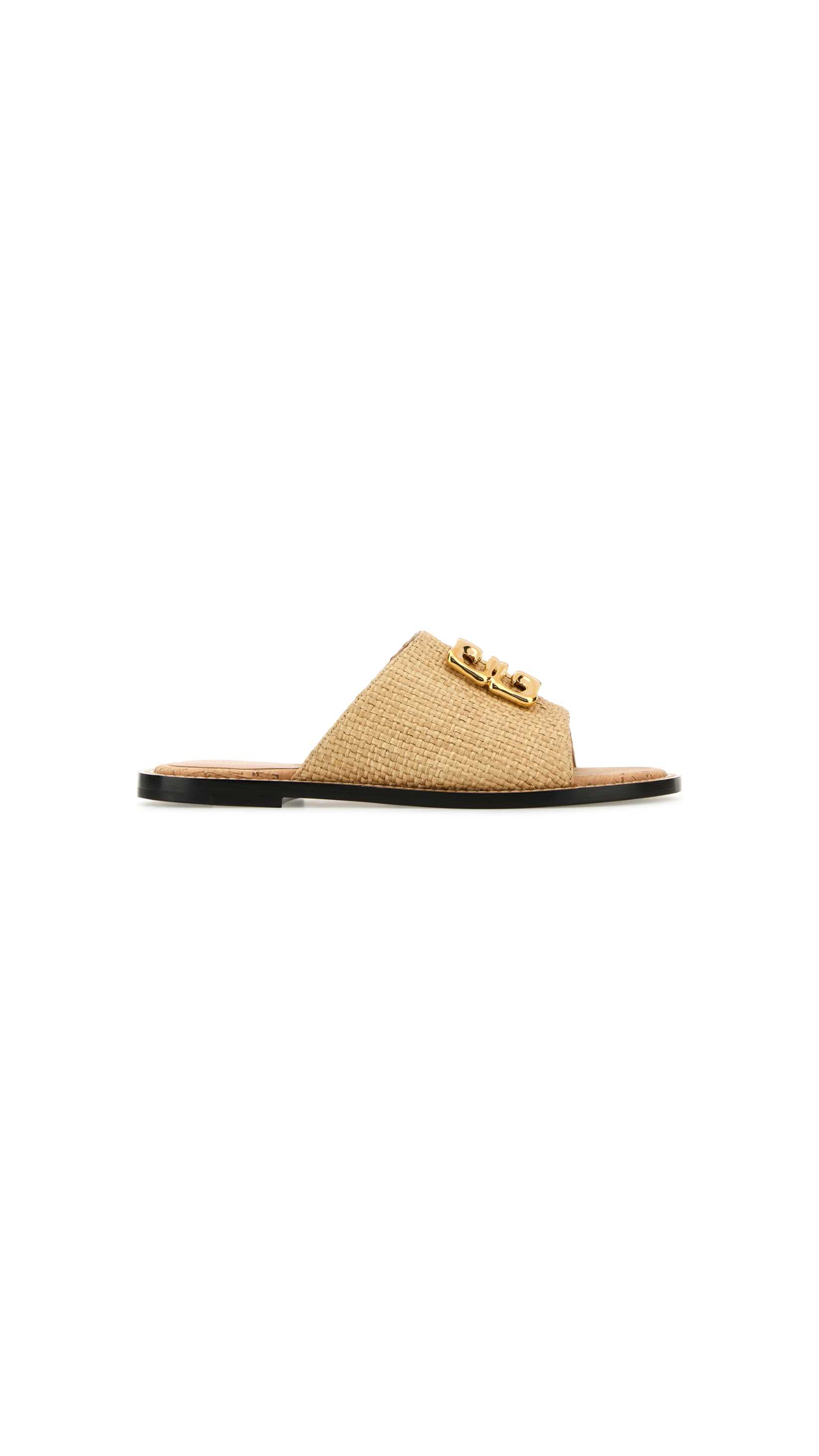 4G Liquid Flat Mules in Raffia - Natural