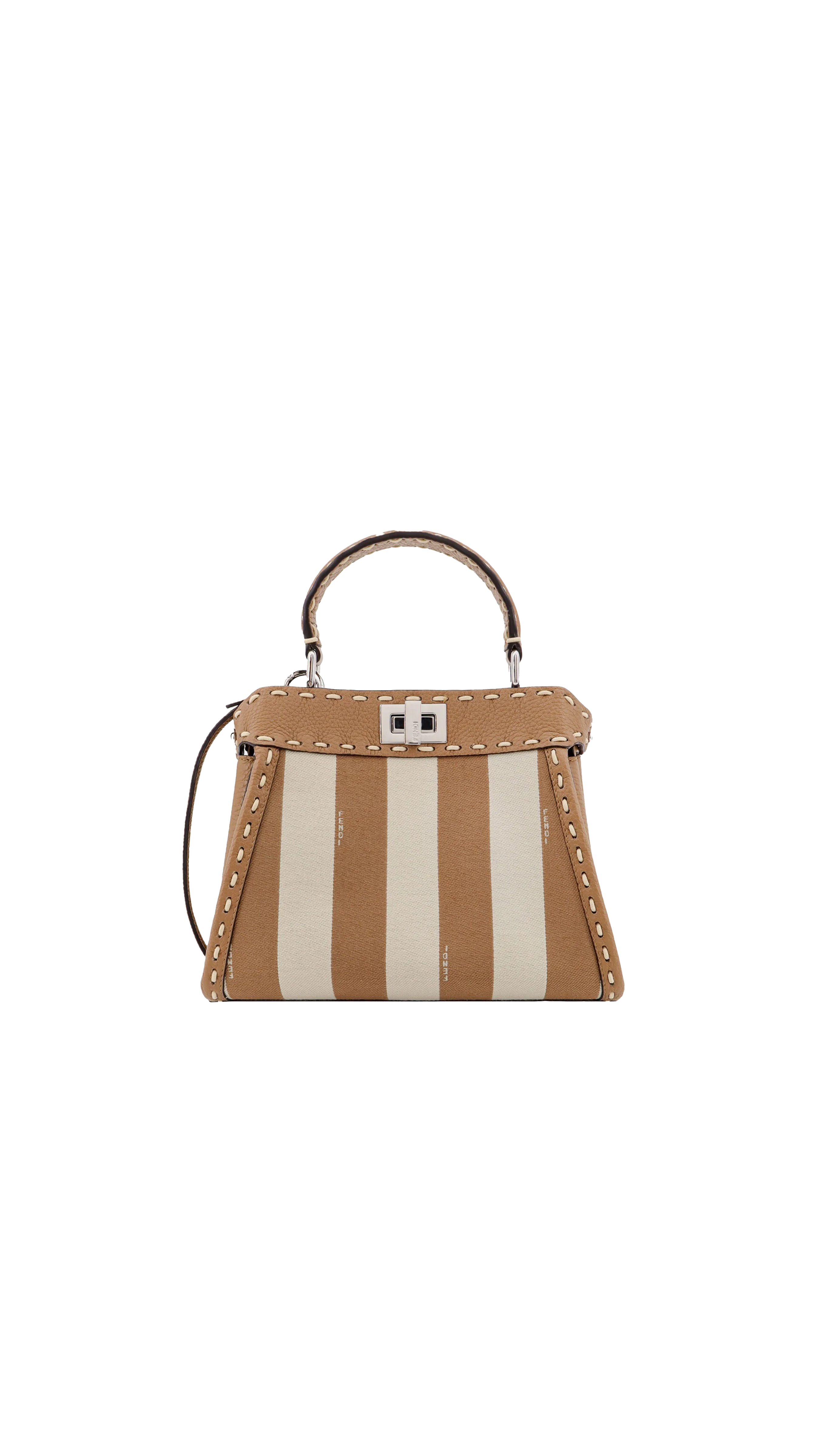 Peekaboo Penguin Stripe Mini Bag - Brown / Beige