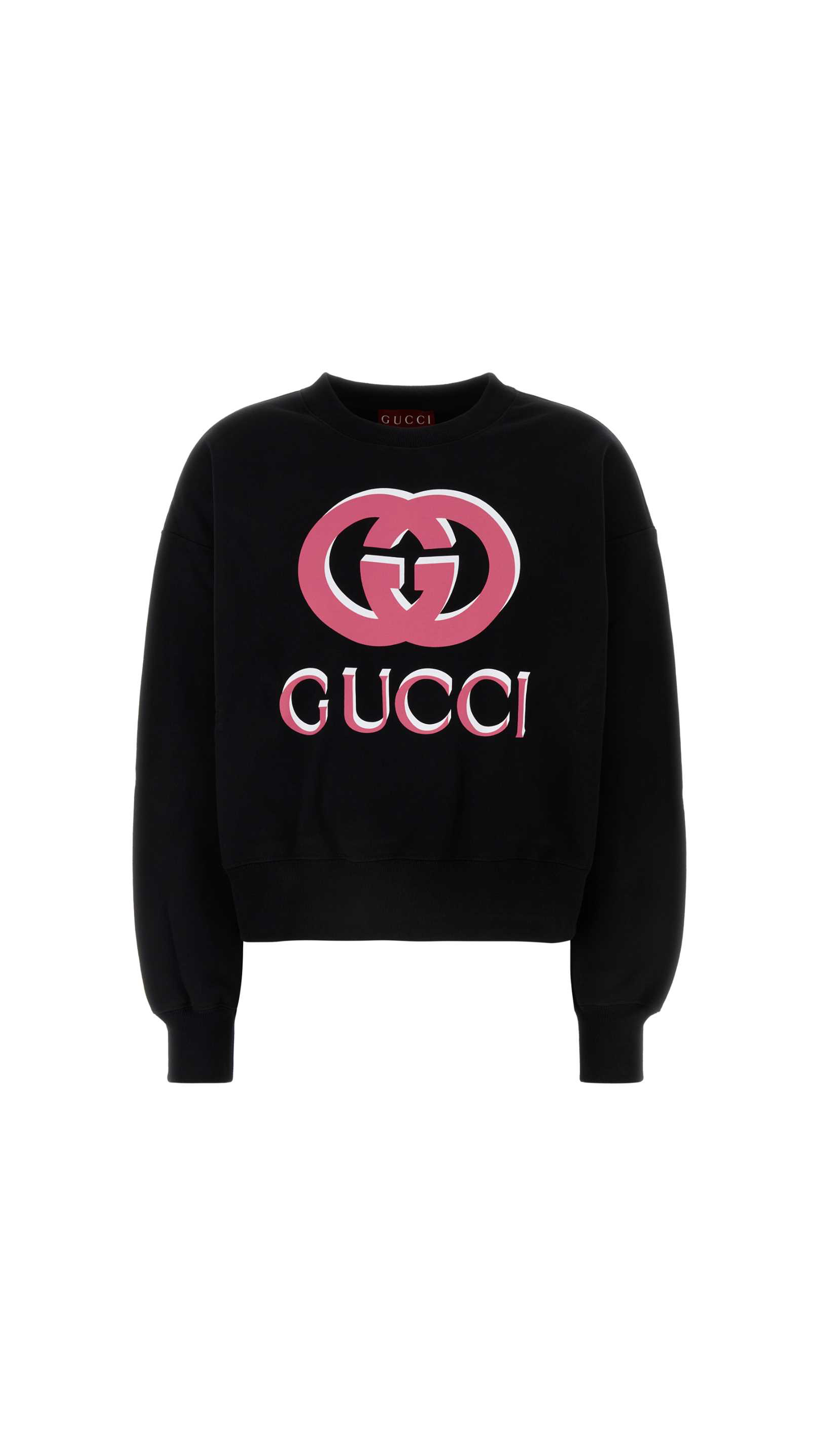 Printed Cotton Jersey Sweatshirt - Black/Pink