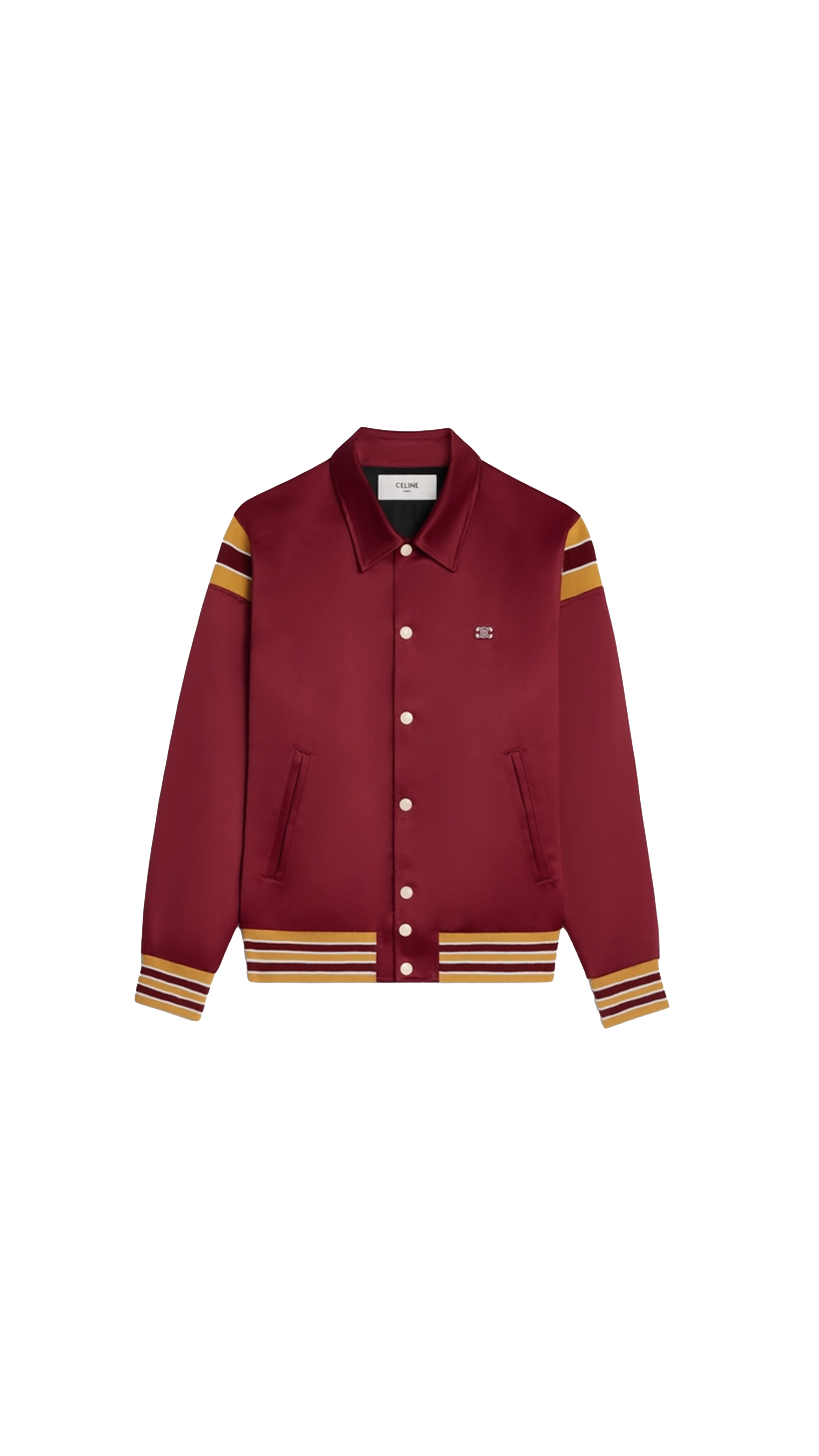 Triomphe Teddy Jacket In Satin - Burgundy