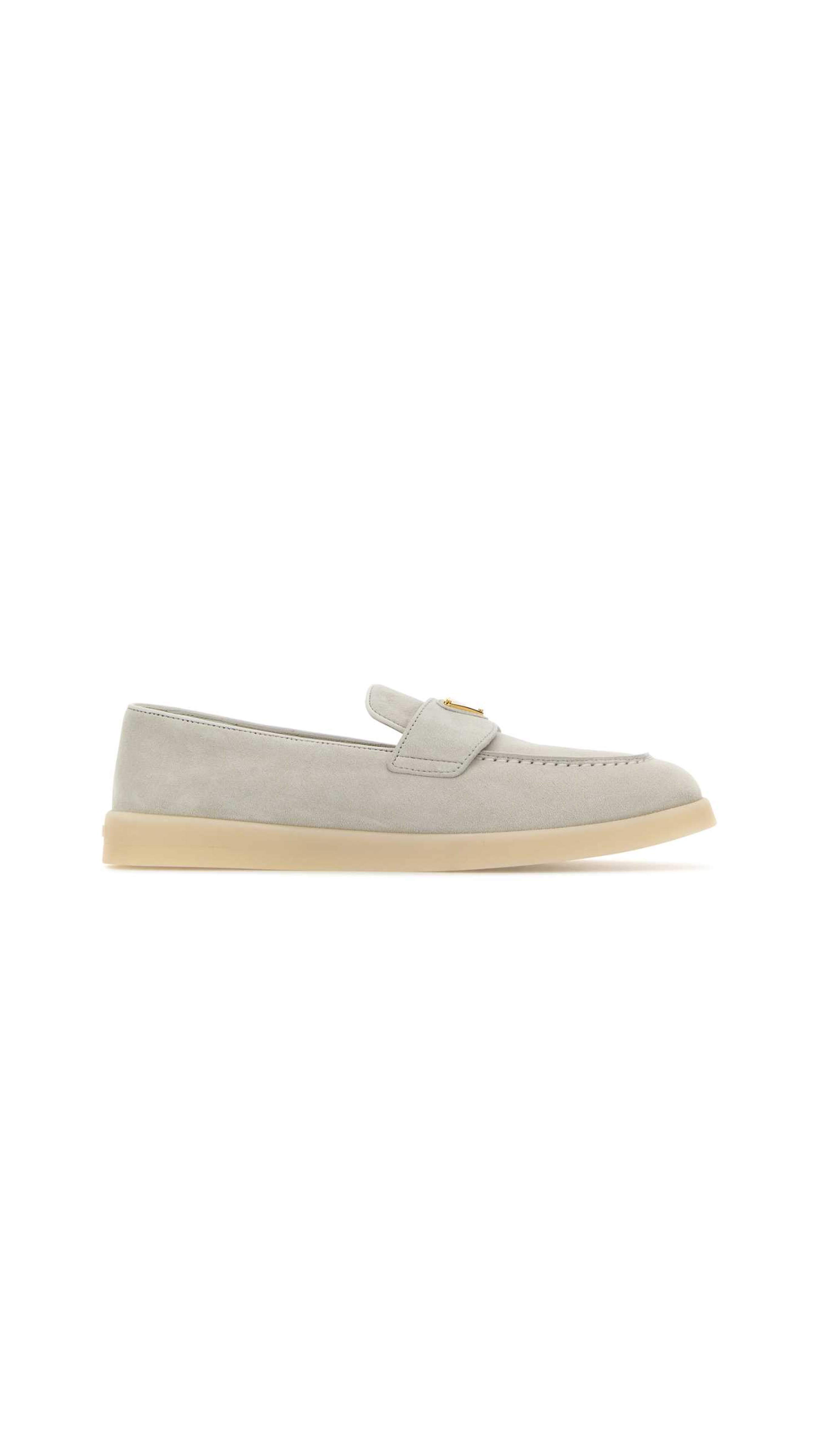 Suede Leather Loafers - Chalk White