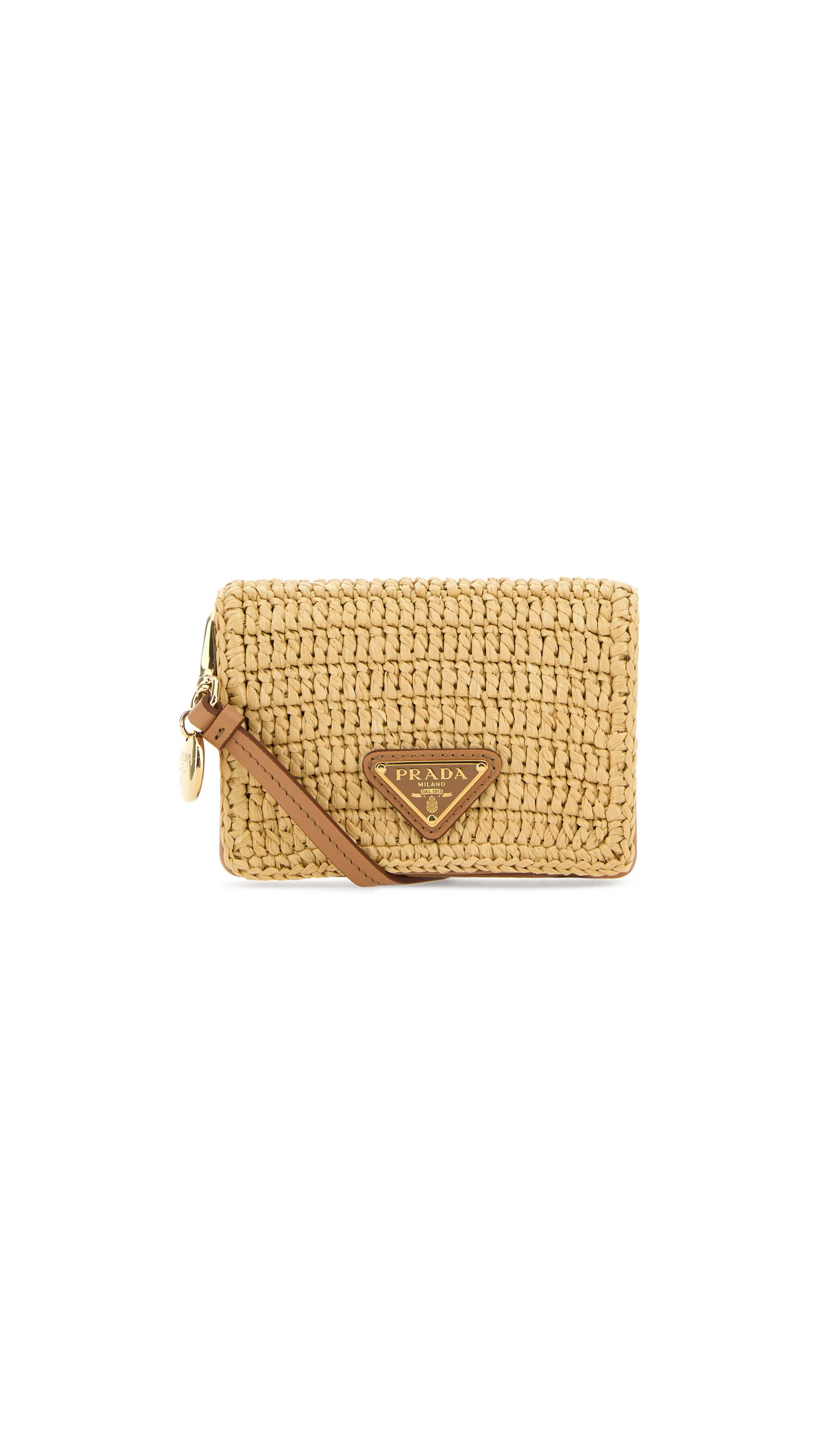 Crochet Card Holder with Shoulder Strap - Beige