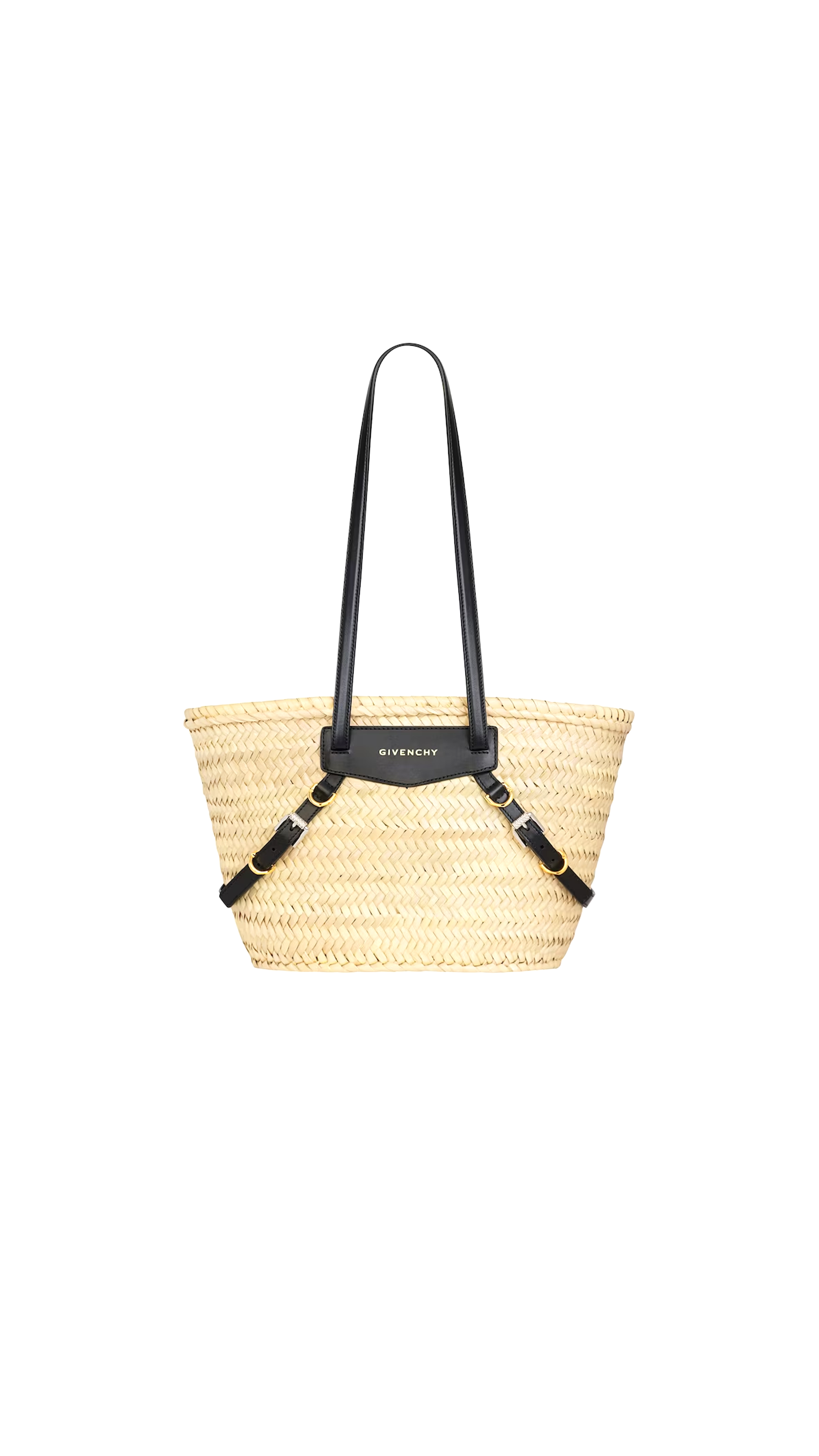 Small Voyou Basket Bag - Raffia\Black