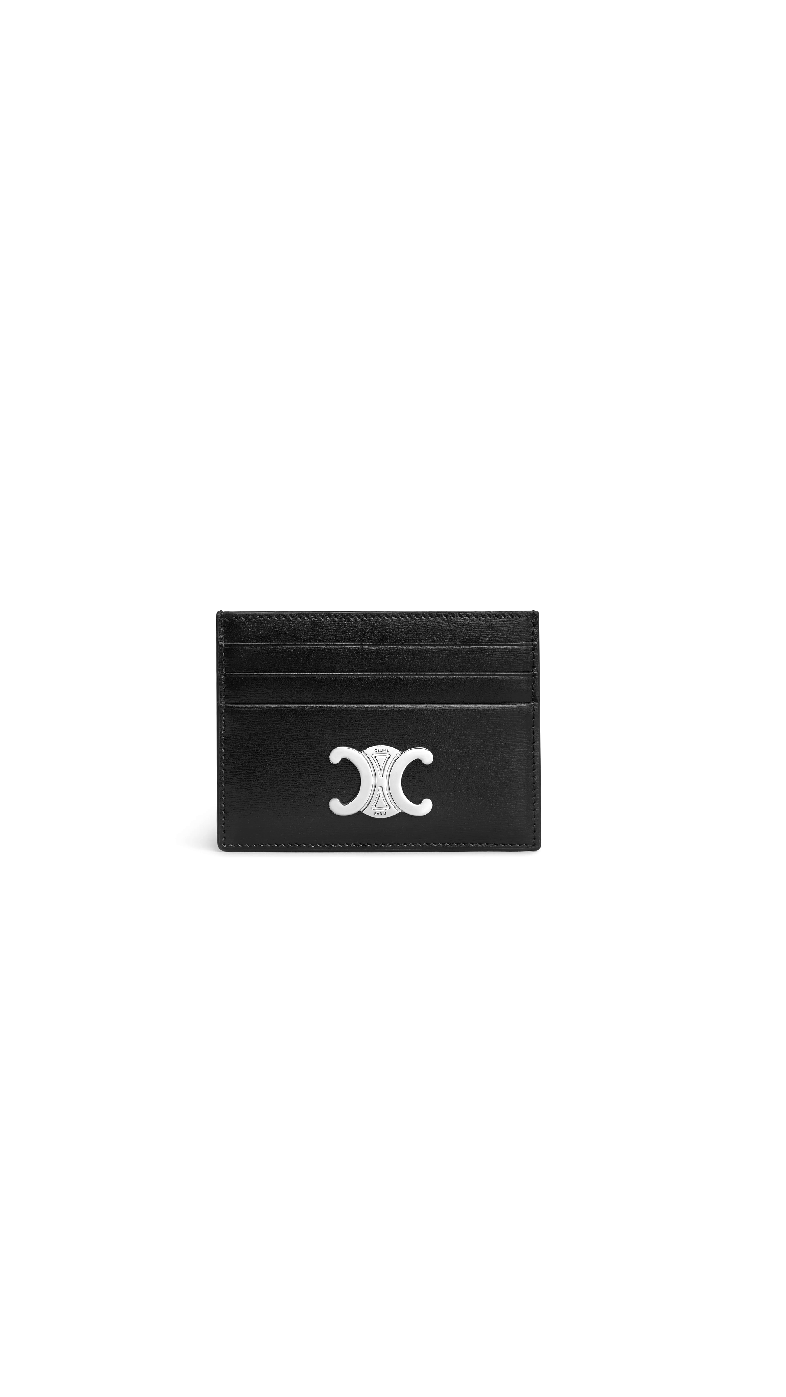 Triomphe Card Holder in Shiny Calfskin Black - Silver/Black