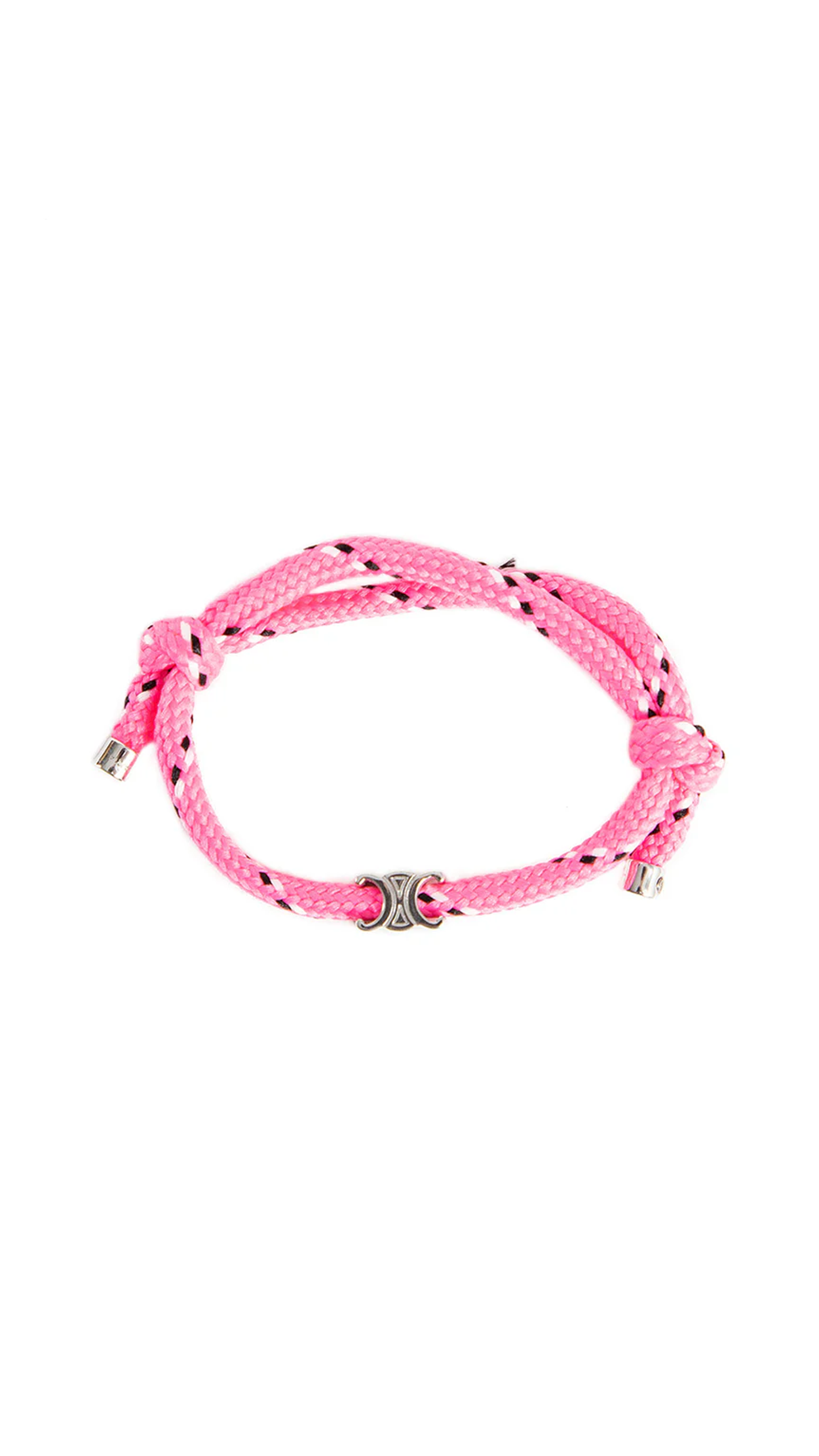 Triomphe Beach Bracelet In Polyester And Brass With Rhodium Finish - Pink/Silver