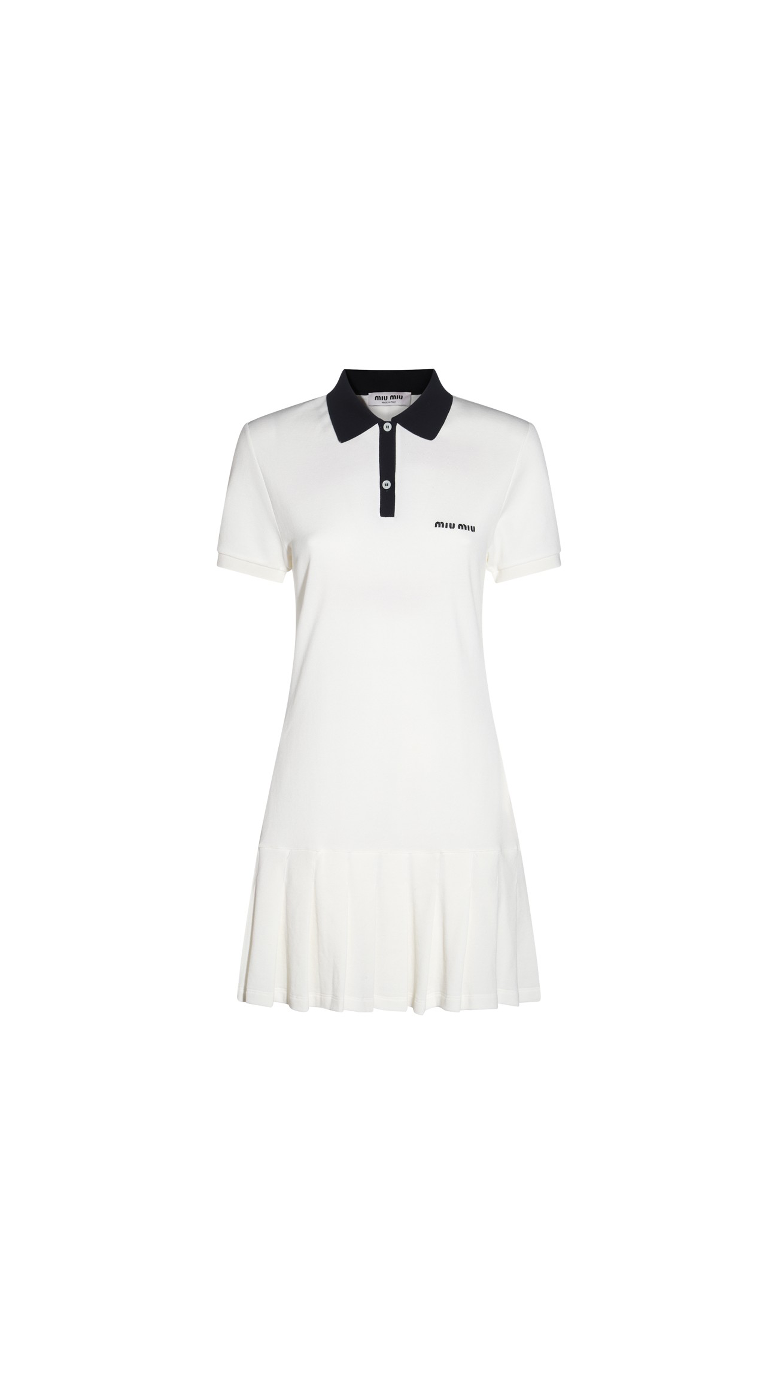 Cotton Piqué Polo Dress - White