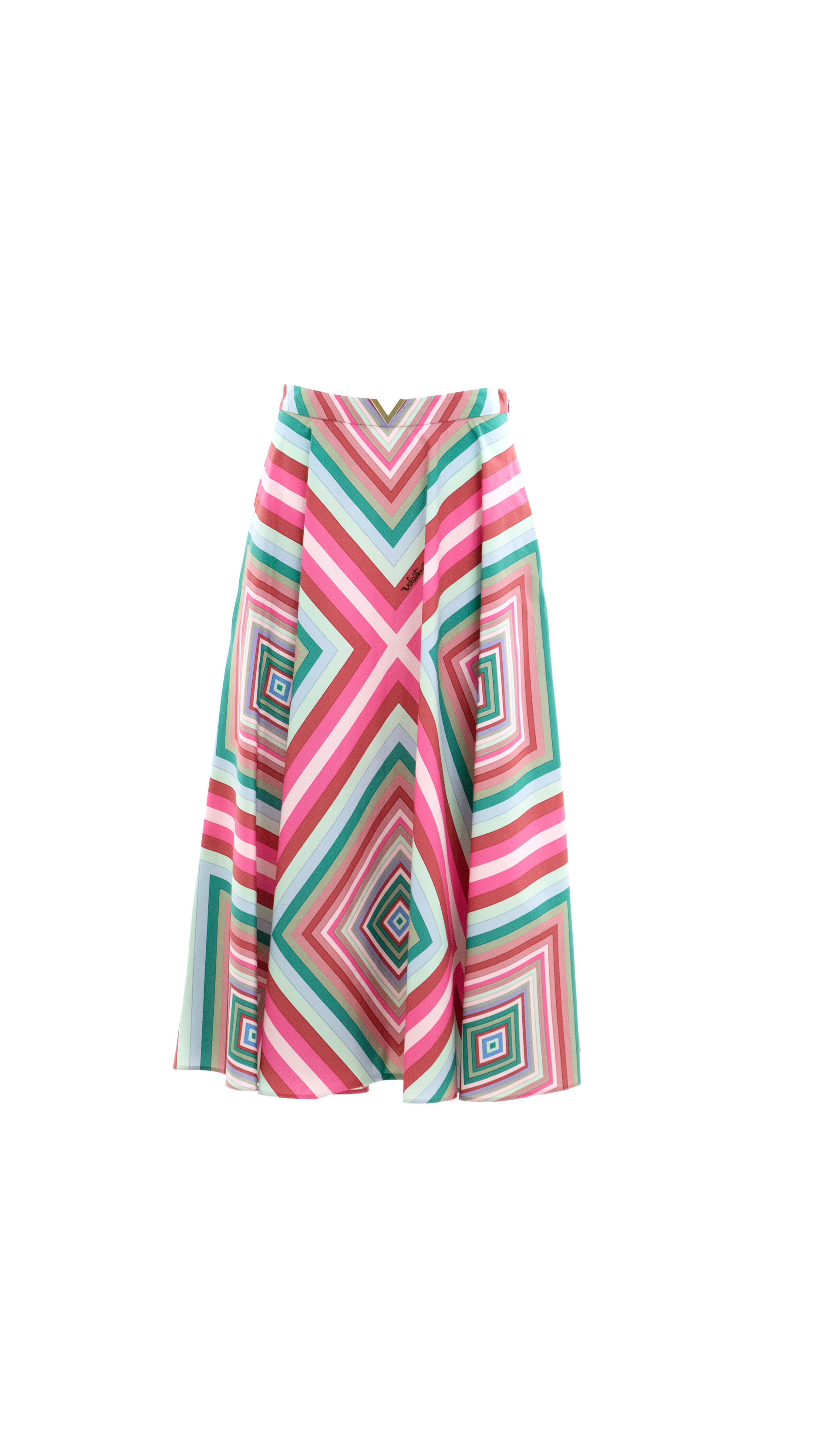 Geometric Print Gathered Skirt - Multicolor