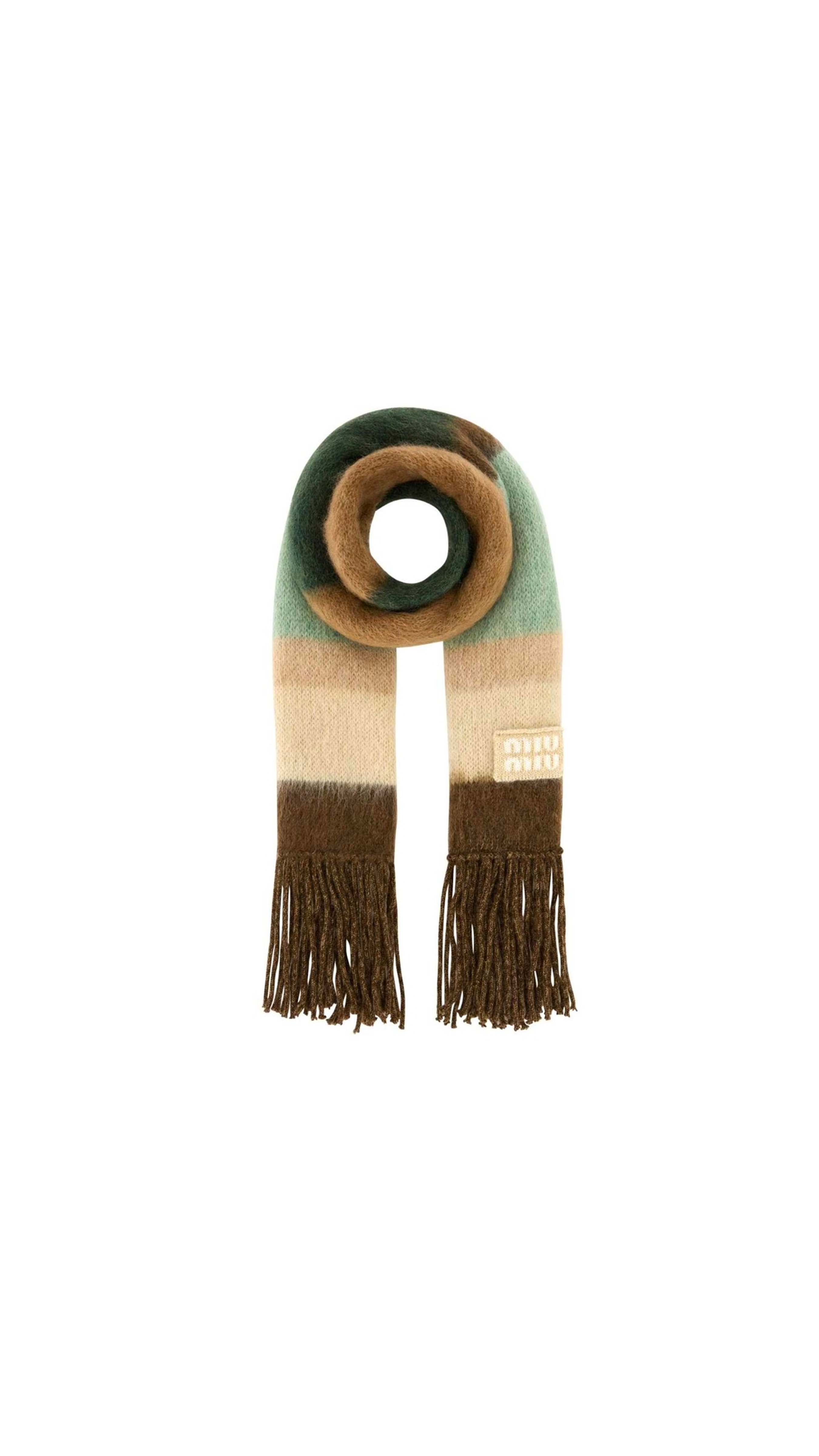 Wool Scarf with Fringes - Beige/Brown/Green/Camel