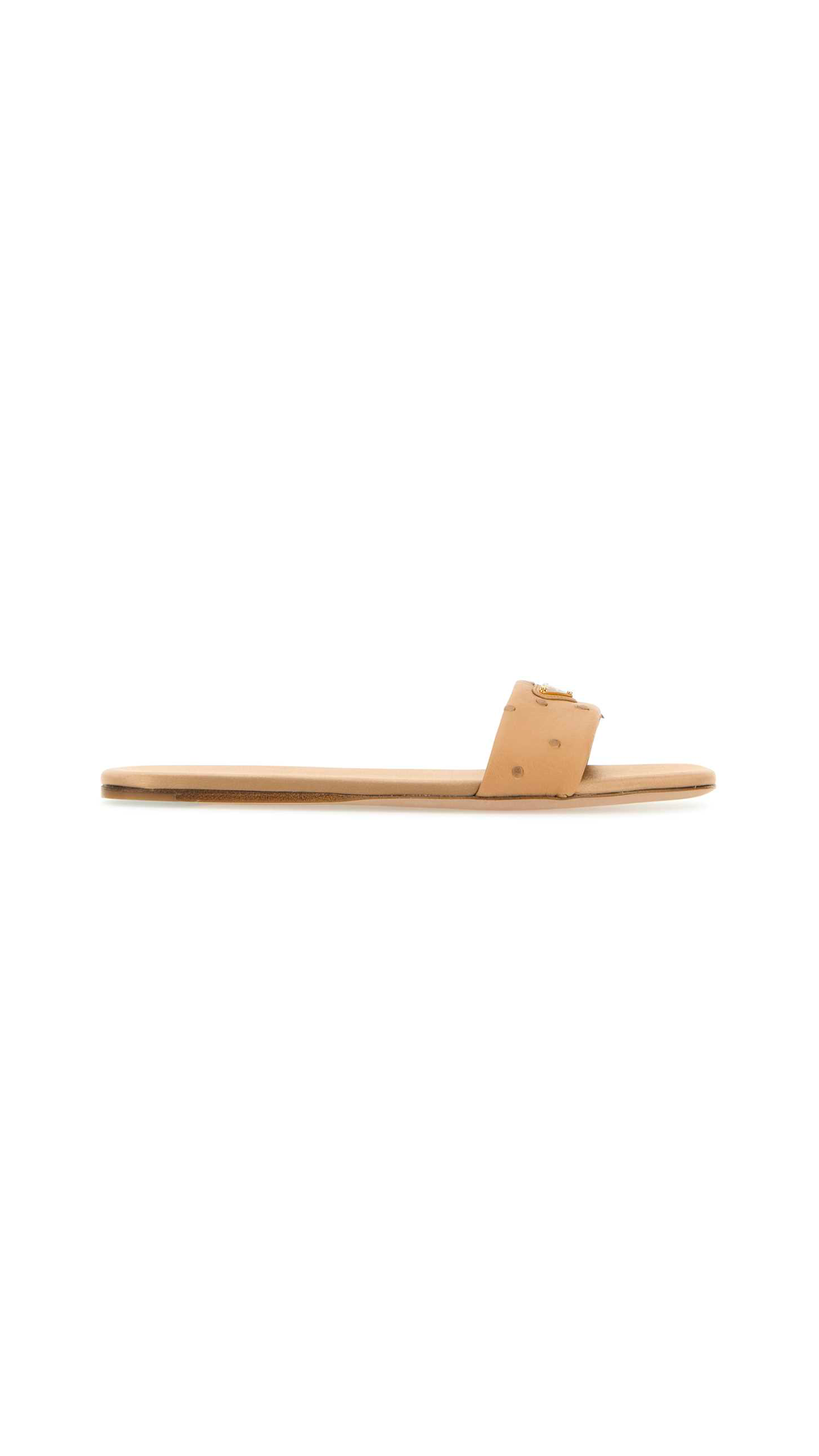 Ostrich Leather Slides - Natural