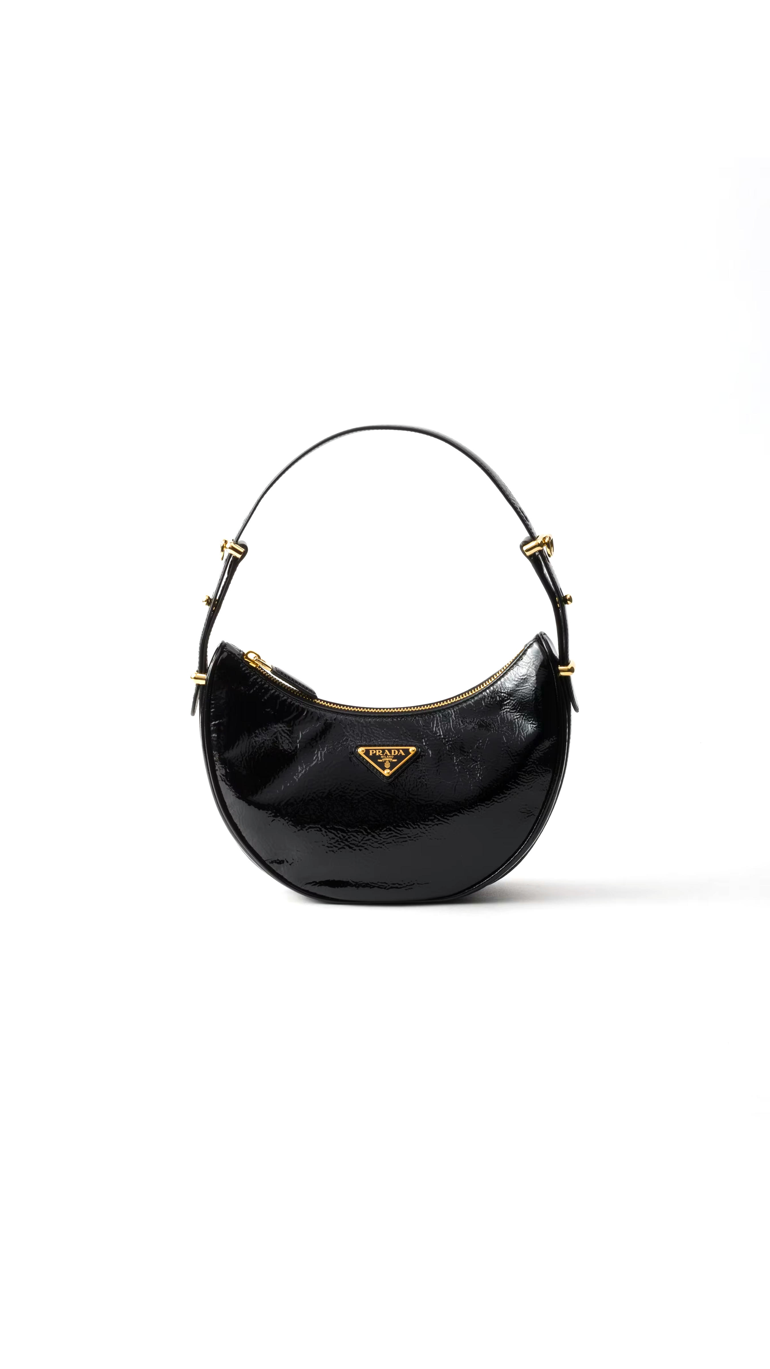 Prada Arqué Naplak Patent Leather Shoulder Bag - Black