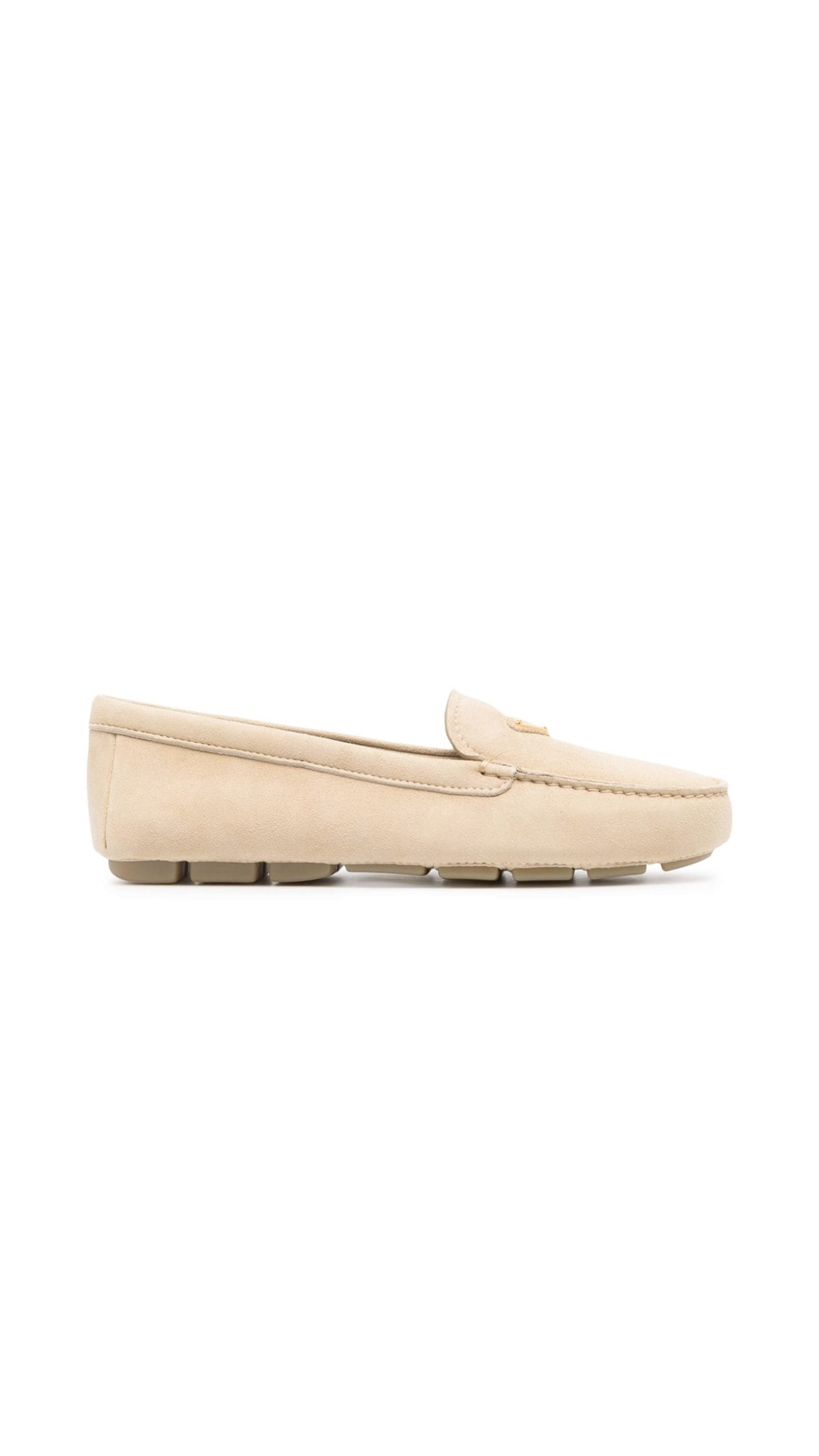 Grainy Leather Driving Loafers- Sand