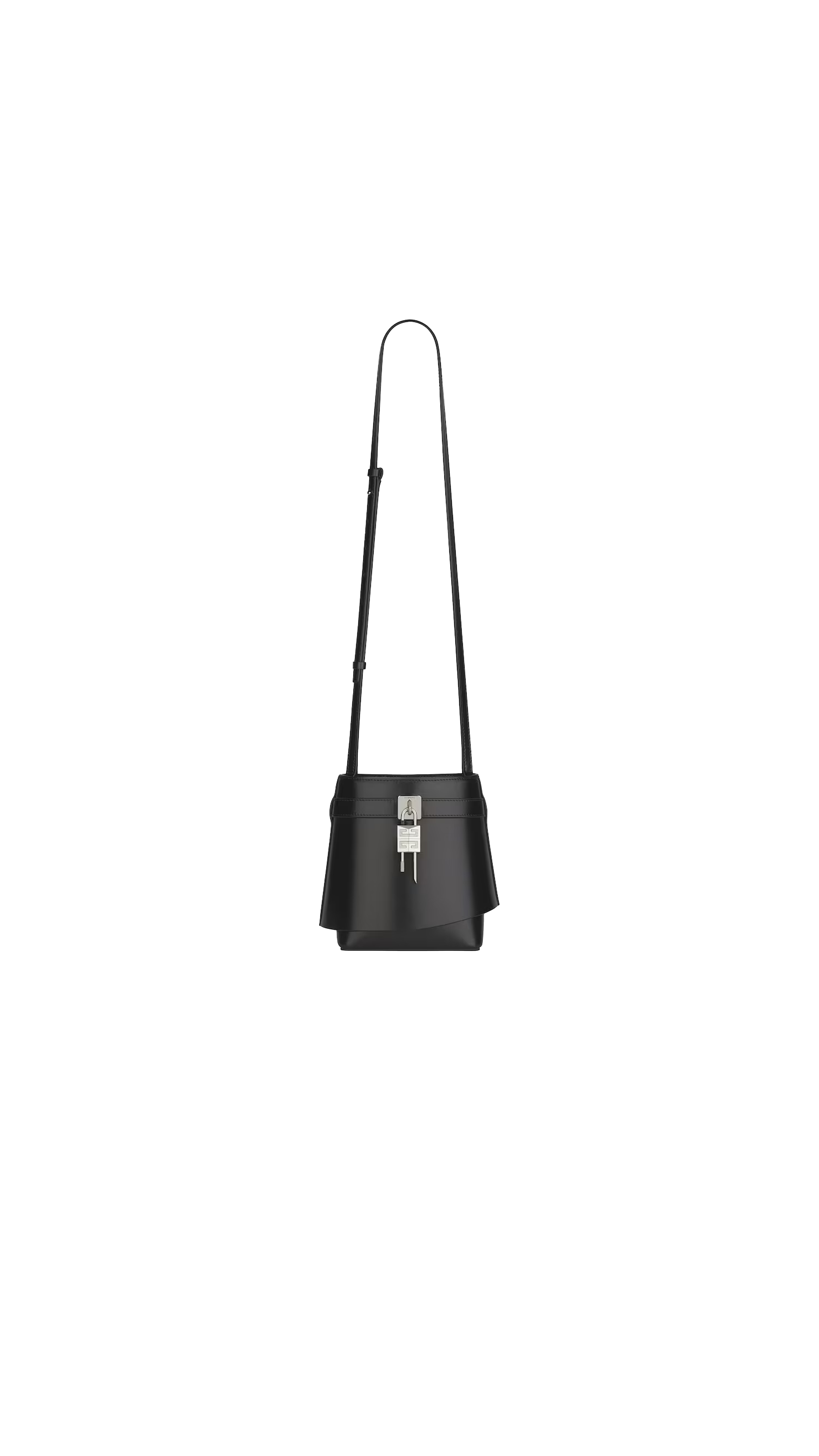 Shark Lock Bucket Bag in Box Leather - Black