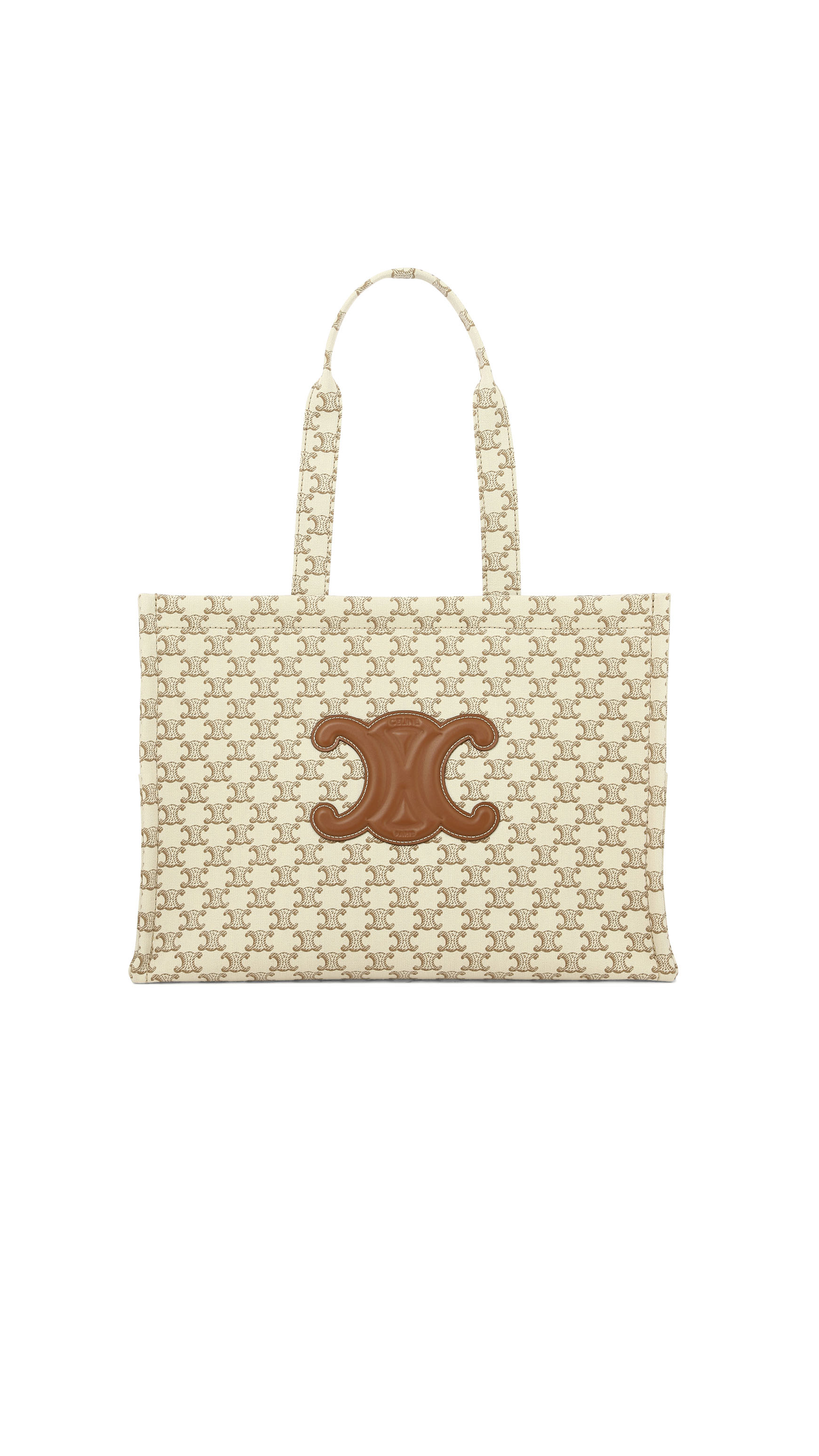 Large Cabas Thais in Textile with Celine All-Over - Natural/Tan