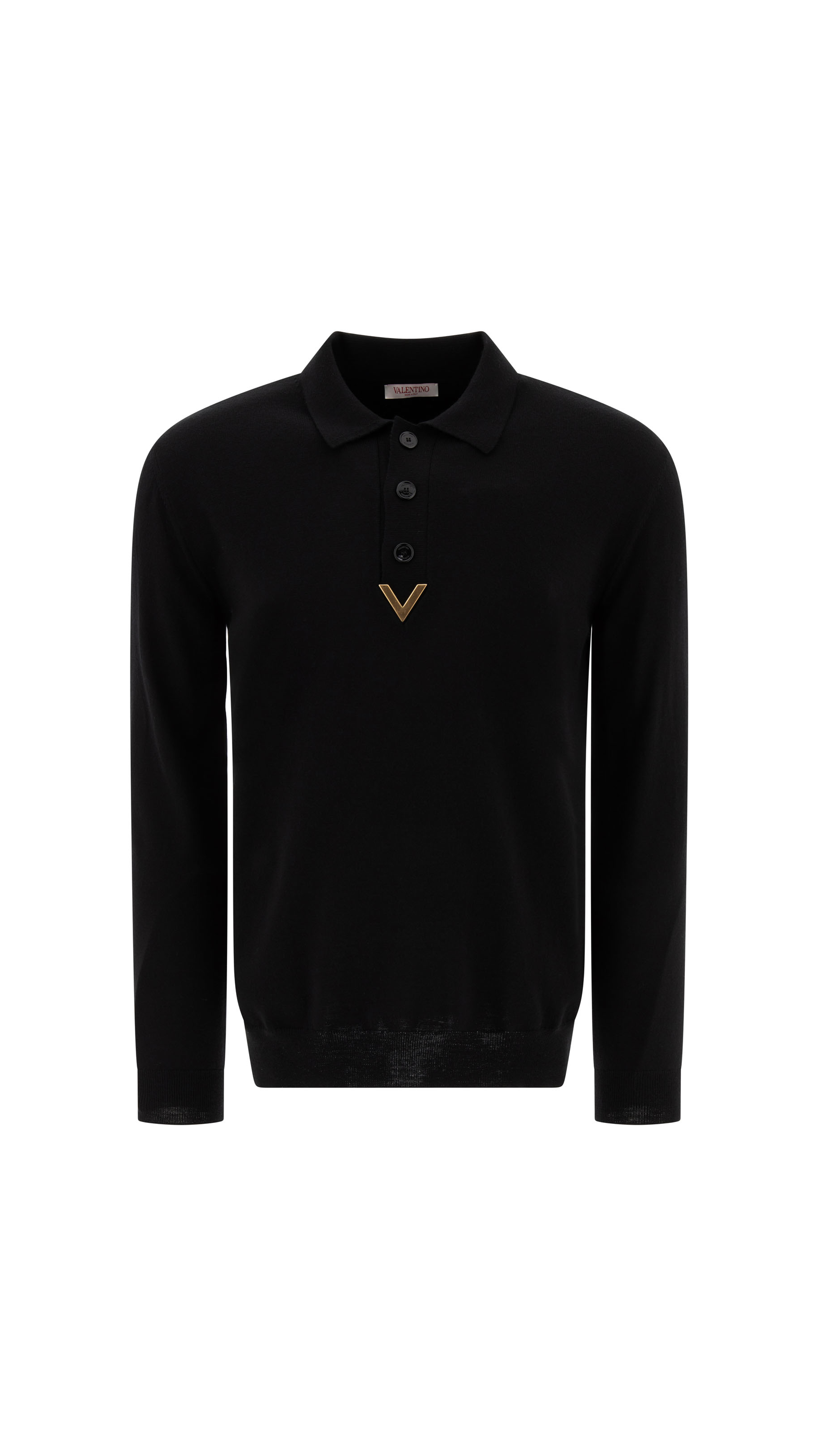 Polo Shirt With V Detail - Black