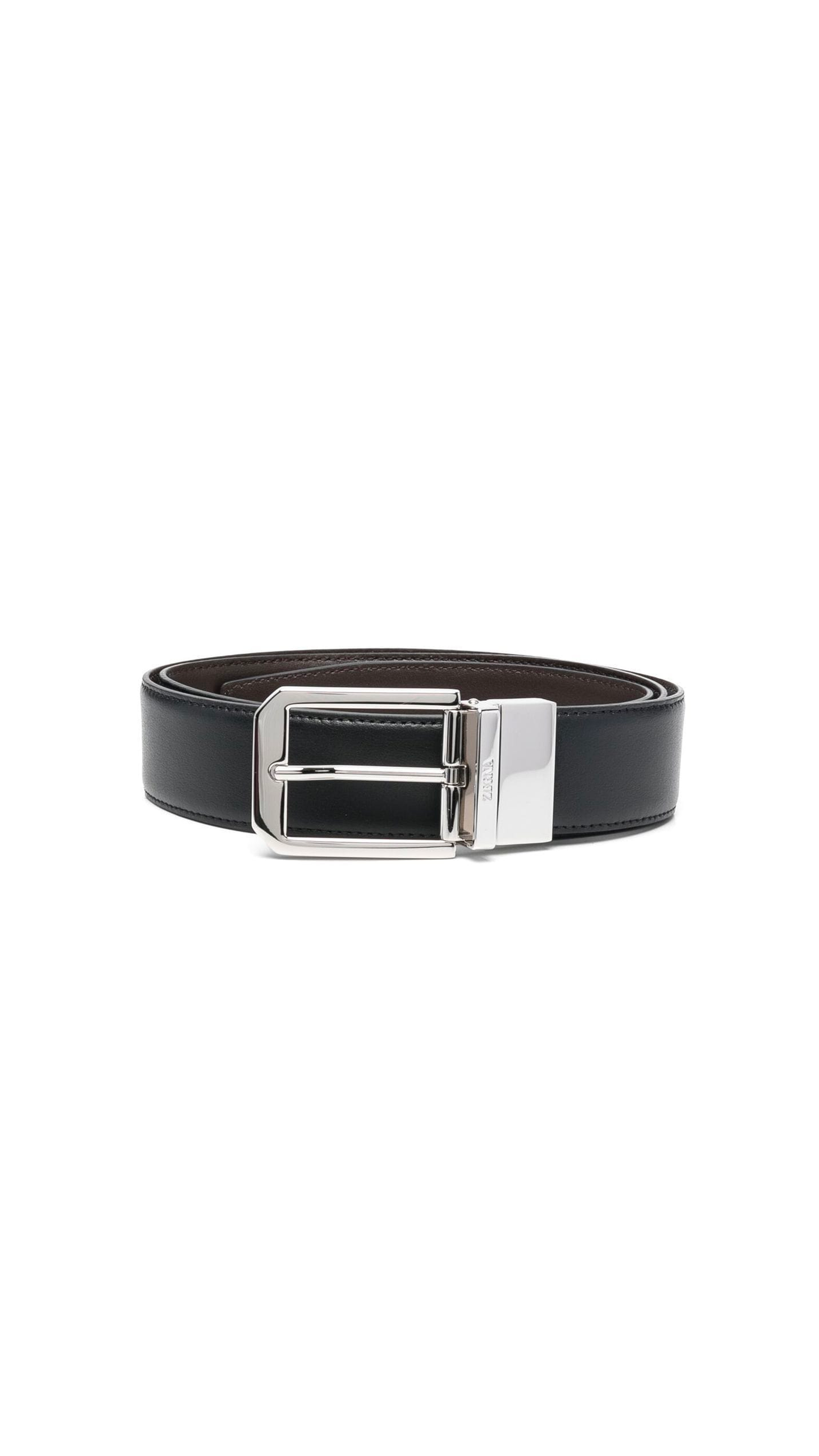 Zegna Reversible Leather Belt - Black/Brown