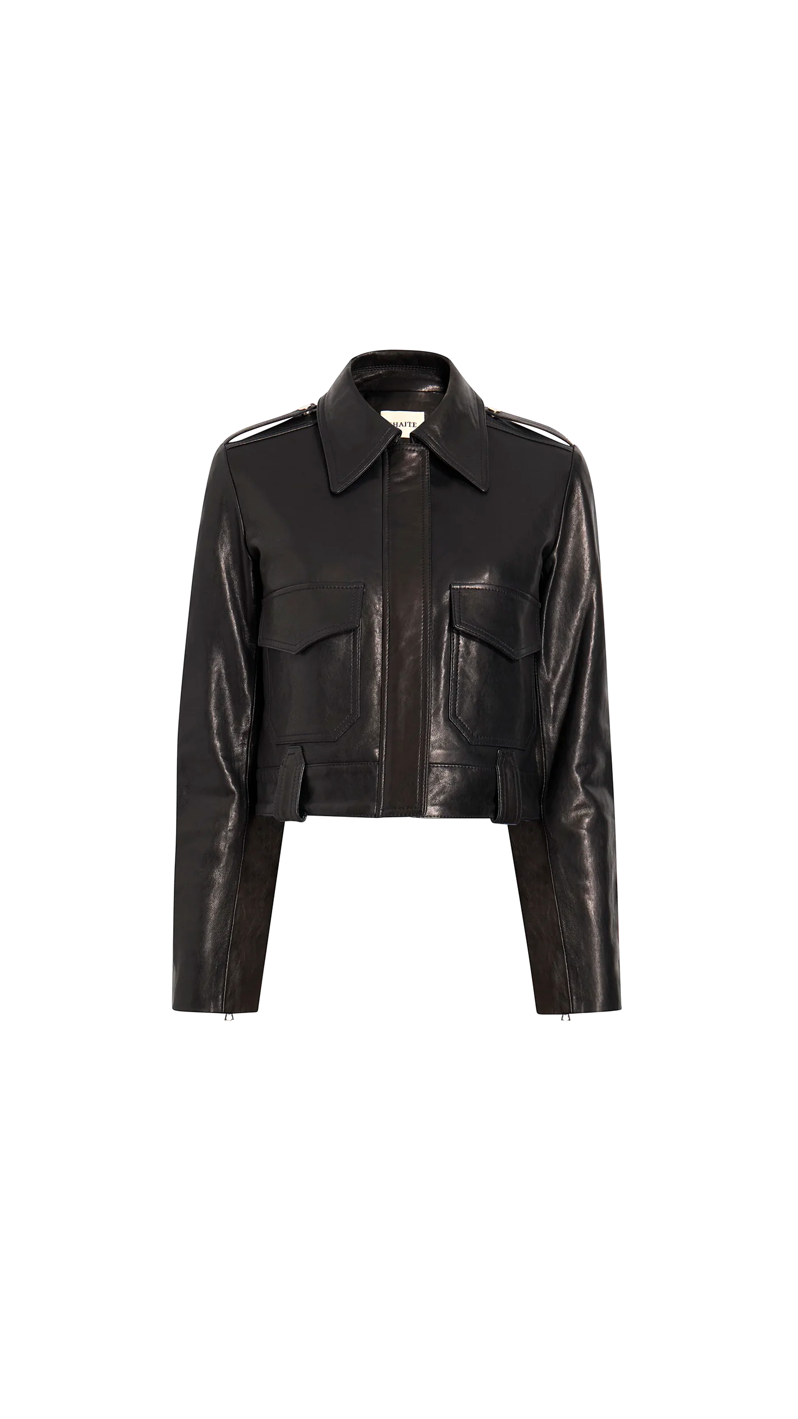 Cordelia Cropped Leather Jacket  - Black