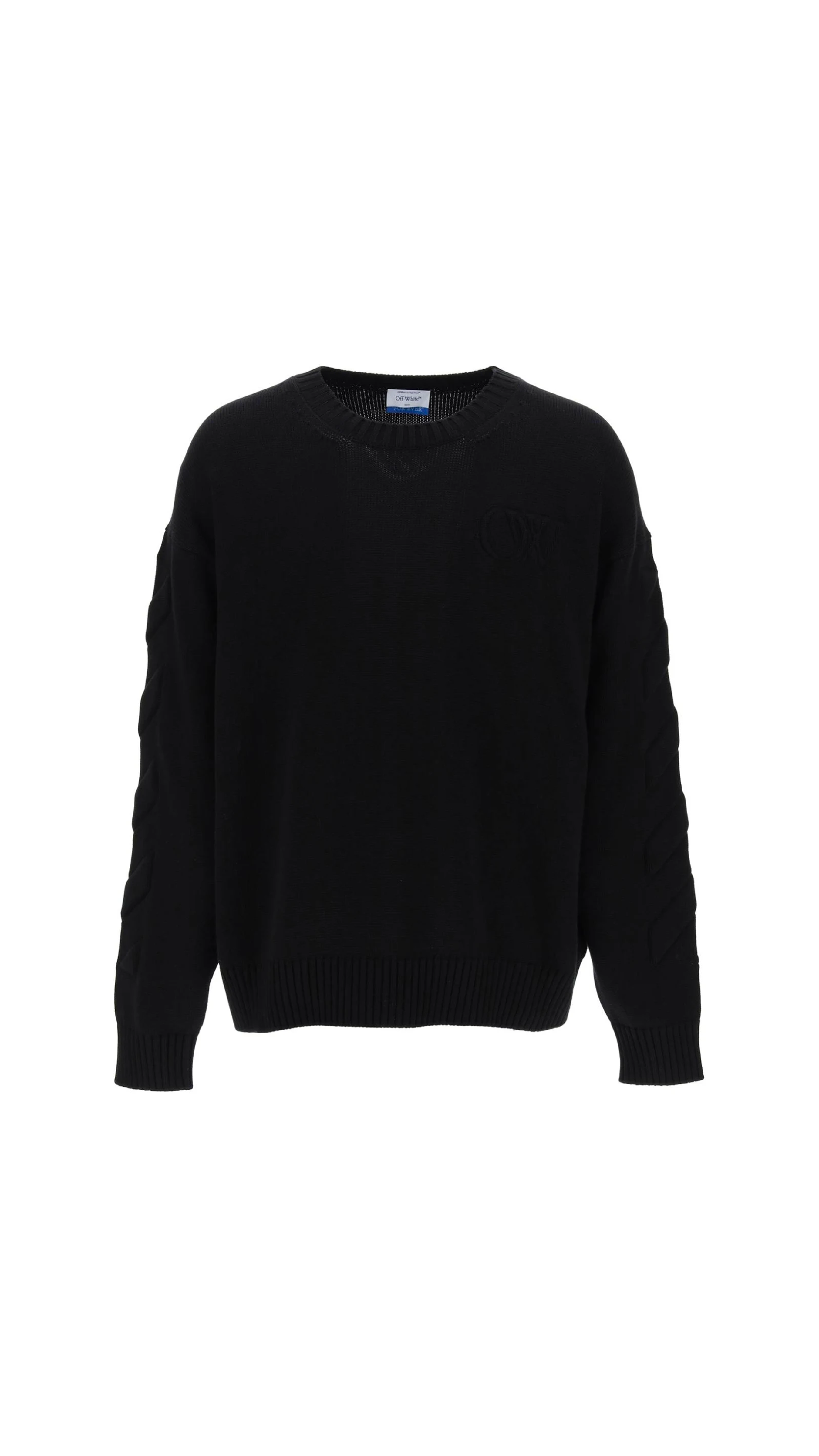 3D Diag Knit Crewneck - Black