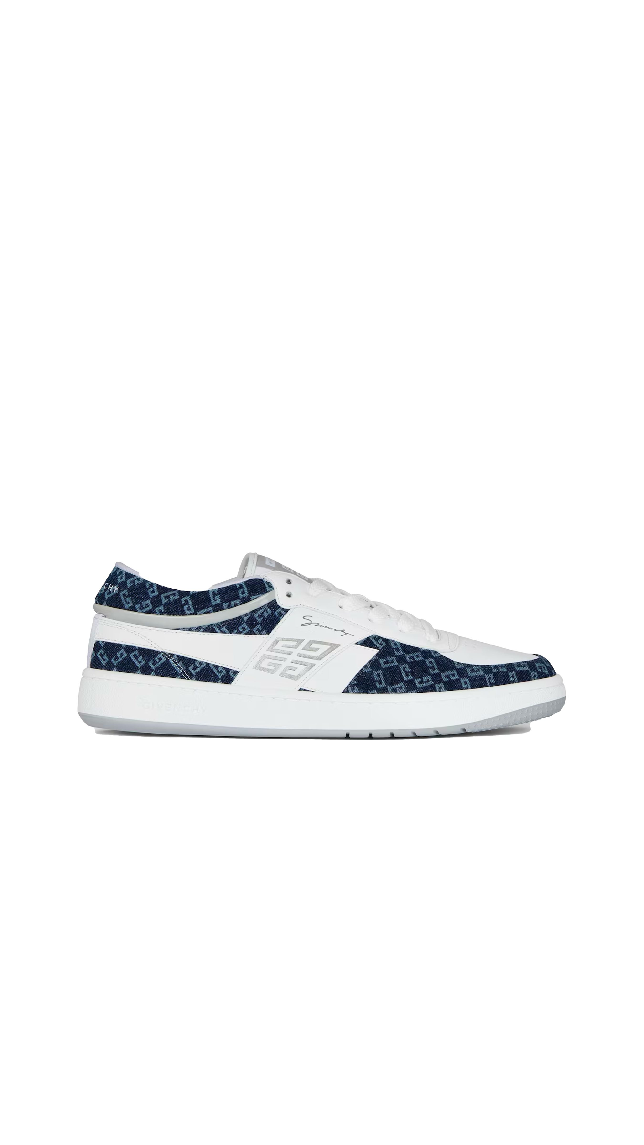 G Move Sneakers In Mixed Leathers And Denim Monogram 72 - Blue\White