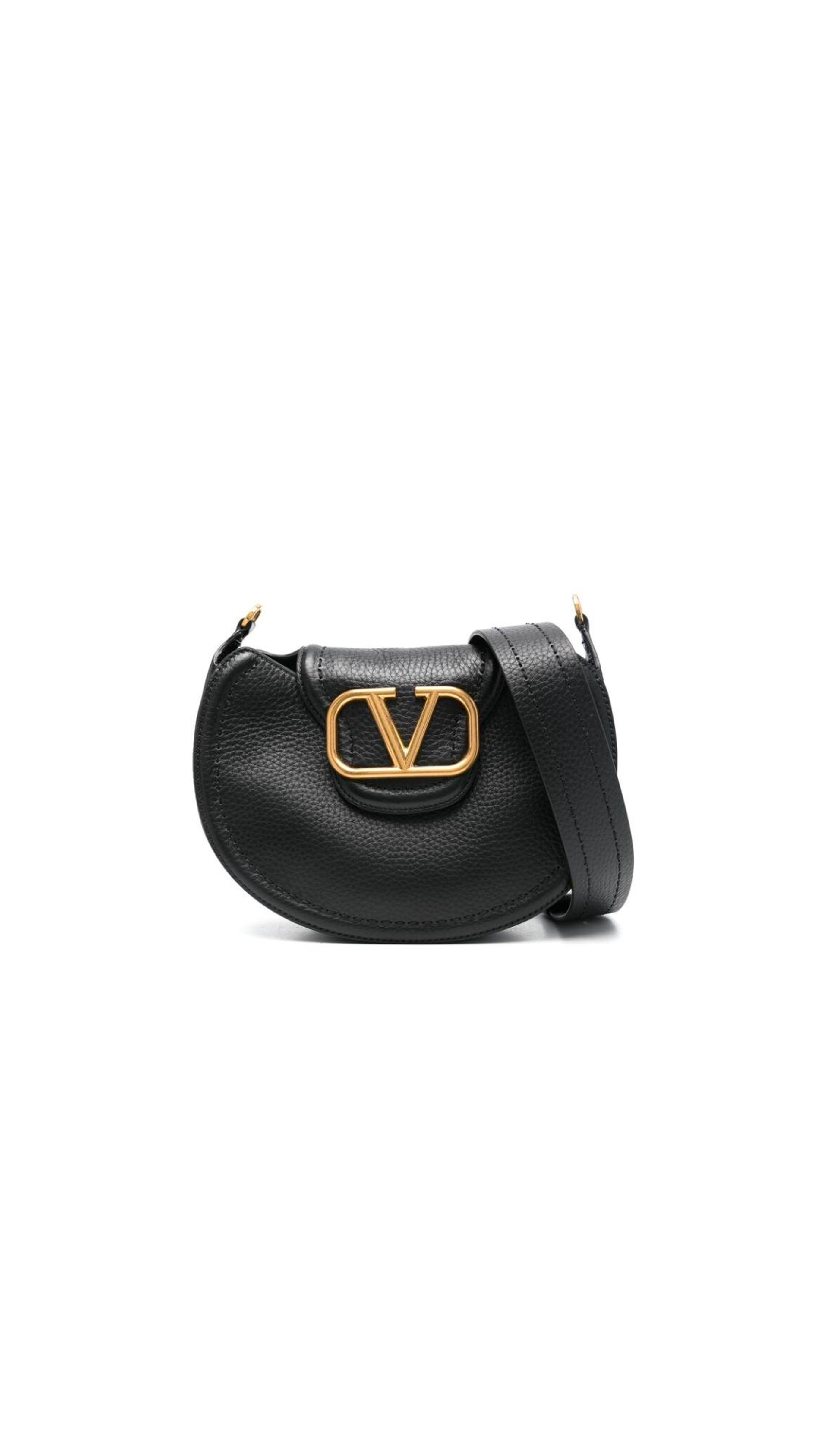 VLogo Signature-Plaque Shoulder Bag - Black