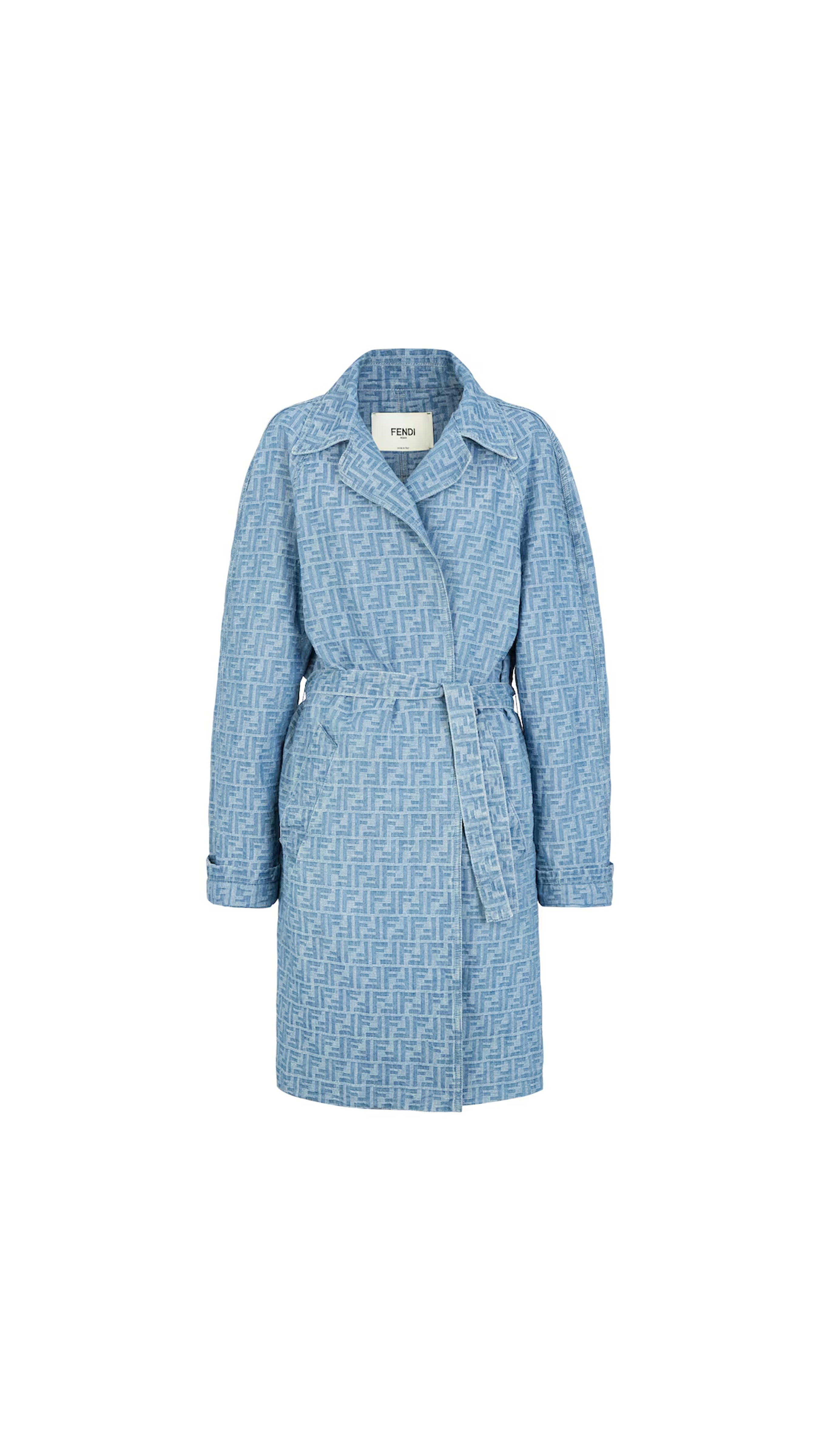 Ff Denim Trench Coat - Light Blue